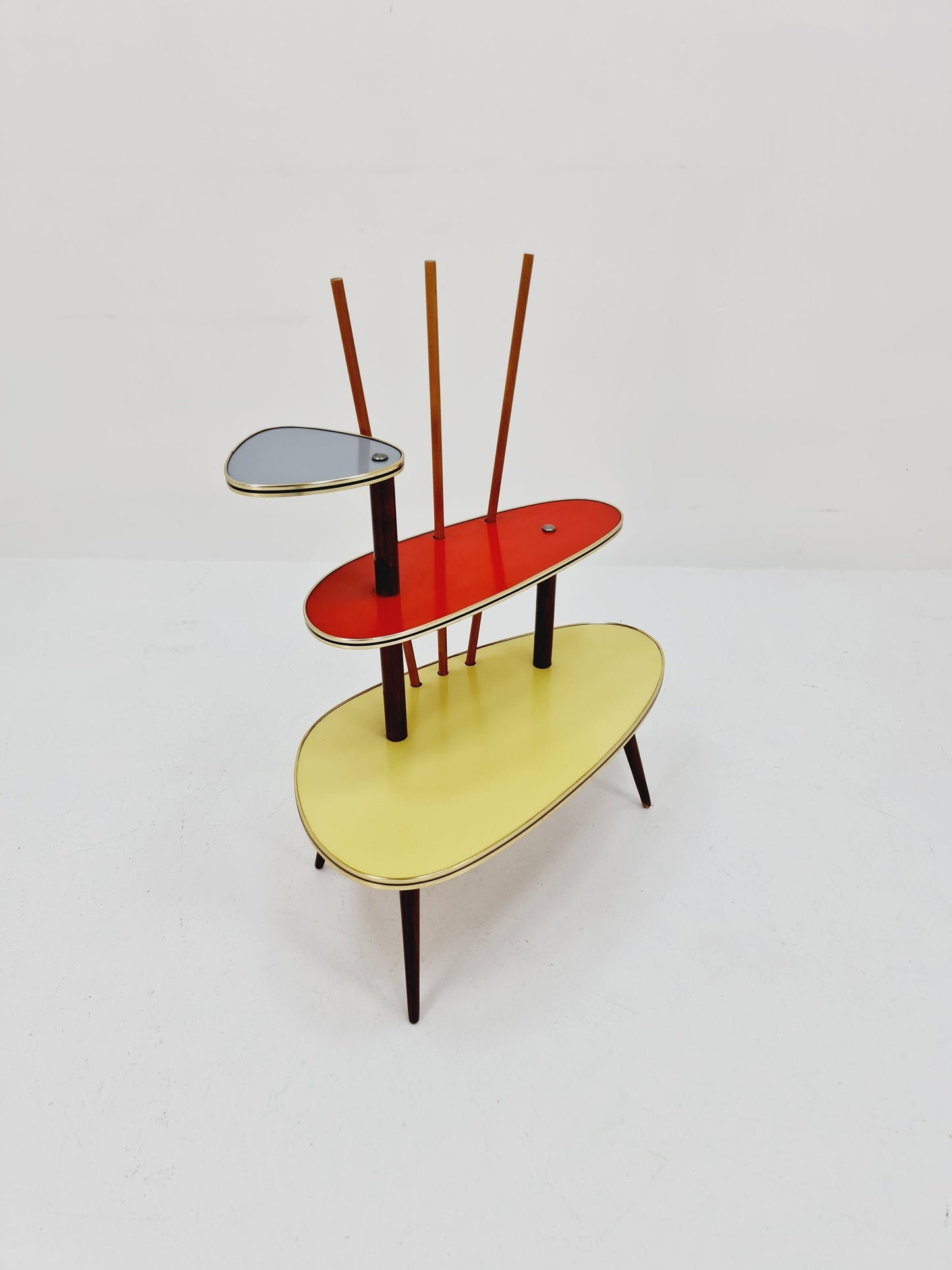 Big 1950s German Plant Stand, Colorful Vintage Mid-Century Minimalist Indoor Plant Stand Side Table Retro flower table