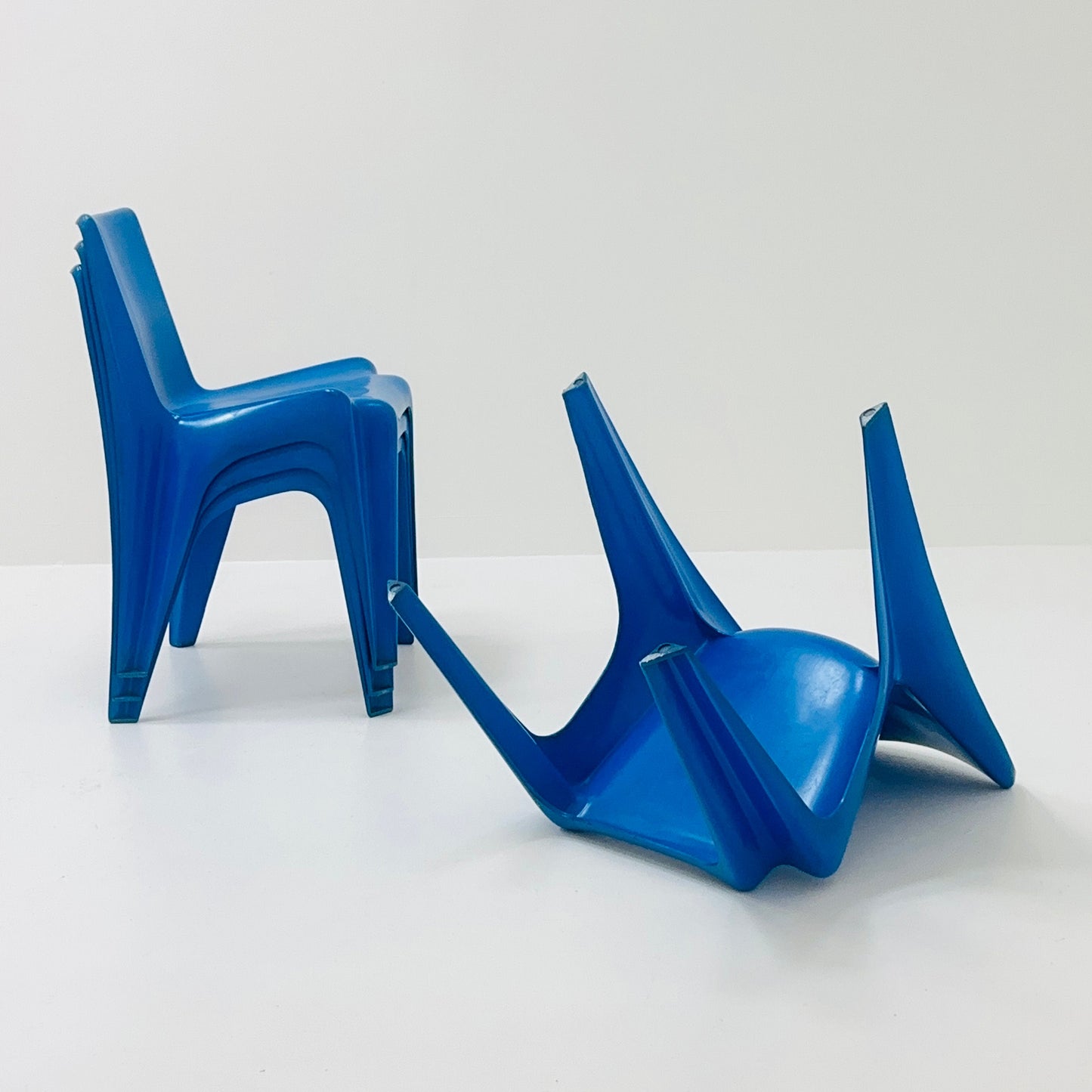 1 of 4 Space age blue Bofinger BA1171 chairs by Helmut Bätzner, Germany 1970s