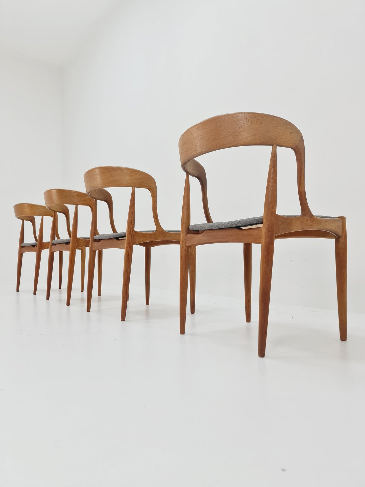 Vintage Danish teak dining charis by johannes Andersen for Uldum Mobelfabrik , 1960s, set of 4
