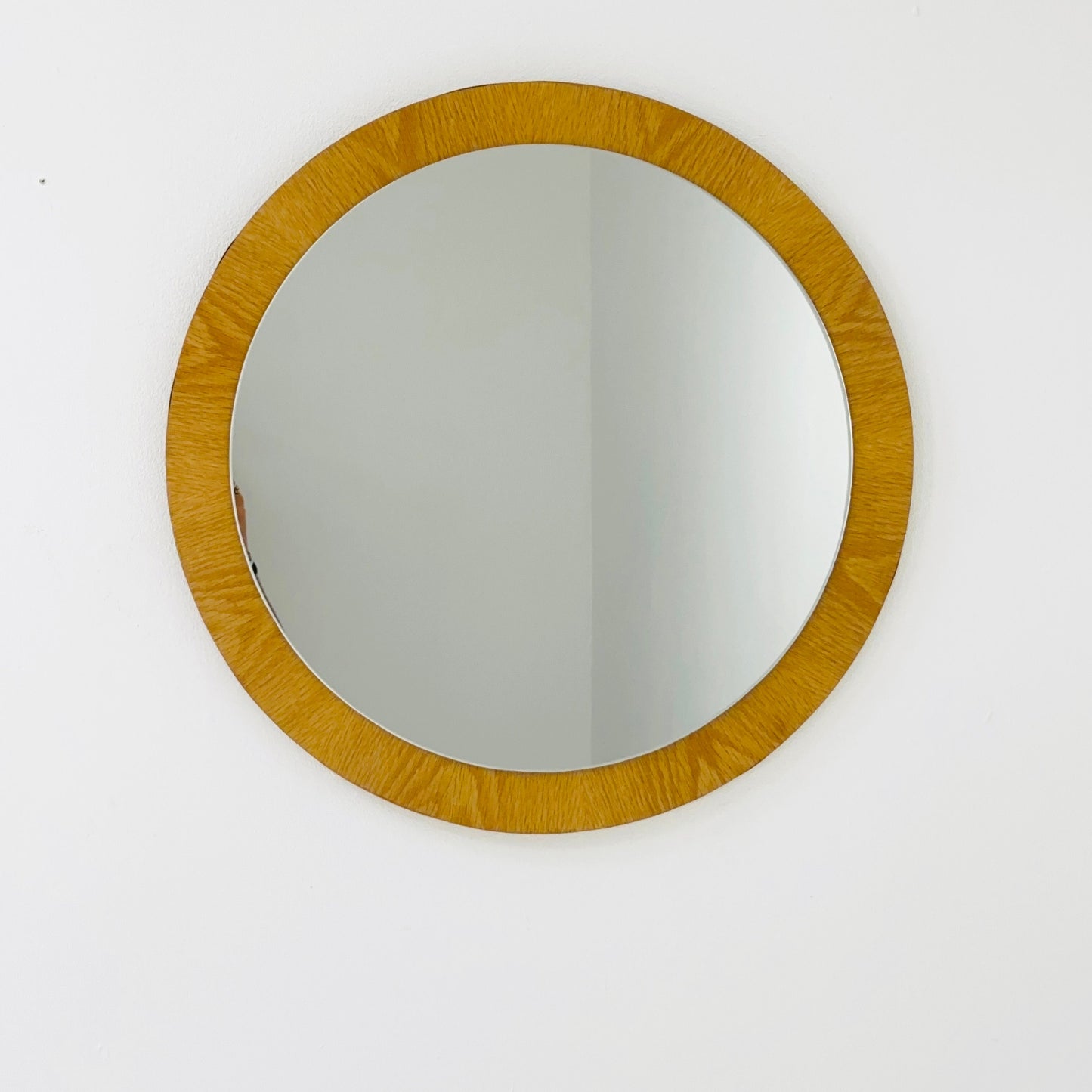 Mid century wooden round wall mirror 1960s Germany