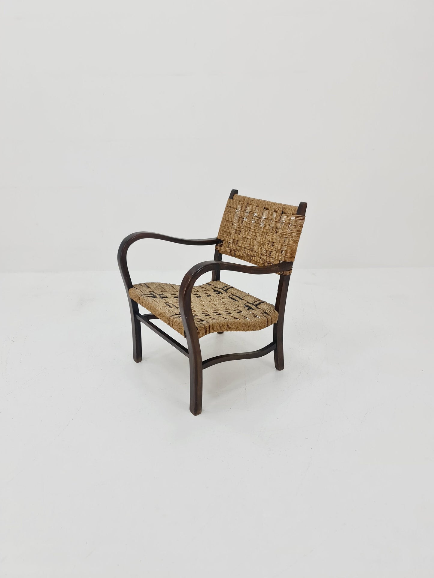 Bauhaus vintage papercord armchair by Ehrich Dieckmann, 1930s