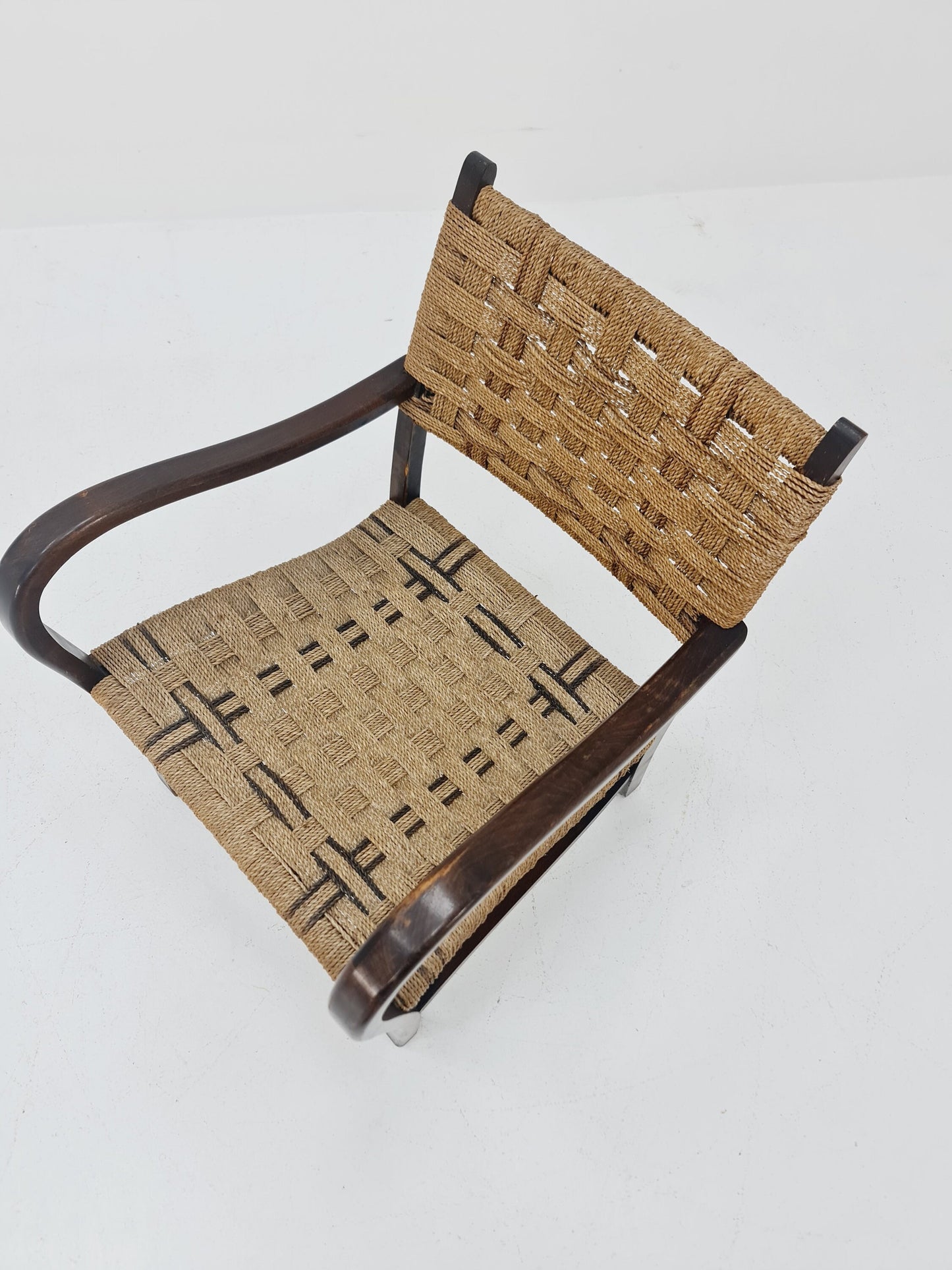 Bauhaus vintage papercord armchair by Ehrich Dieckmann, 1930s