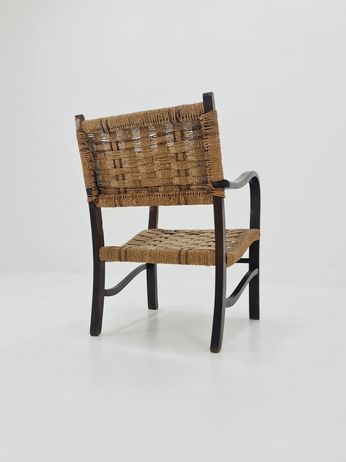 Bauhaus vintage papercord armchair by Ehrich Dieckmann, 1930s