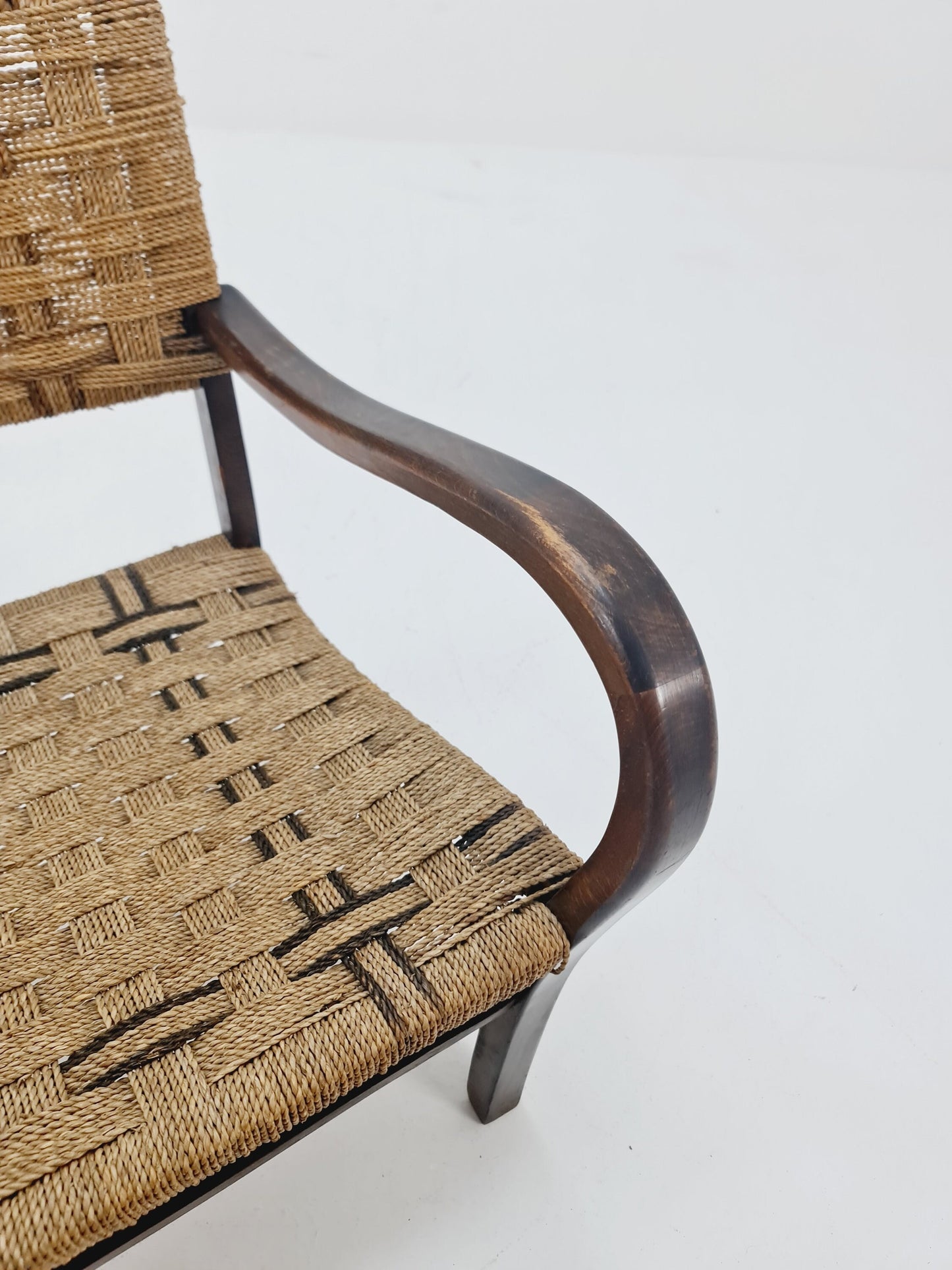 Bauhaus vintage papercord armchair by Ehrich Dieckmann, 1930s