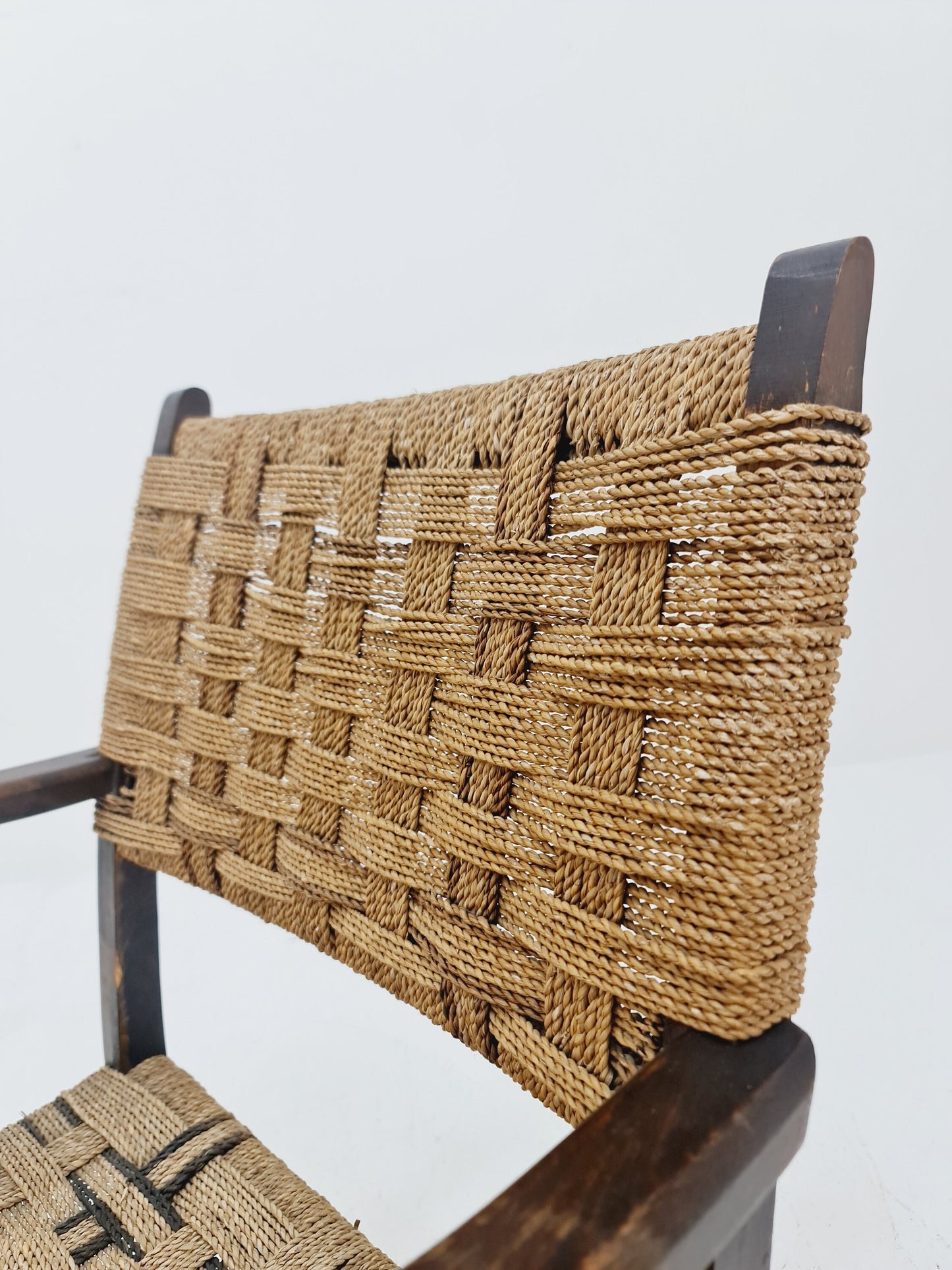 Bauhaus vintage papercord armchair by Ehrich Dieckmann, 1930s