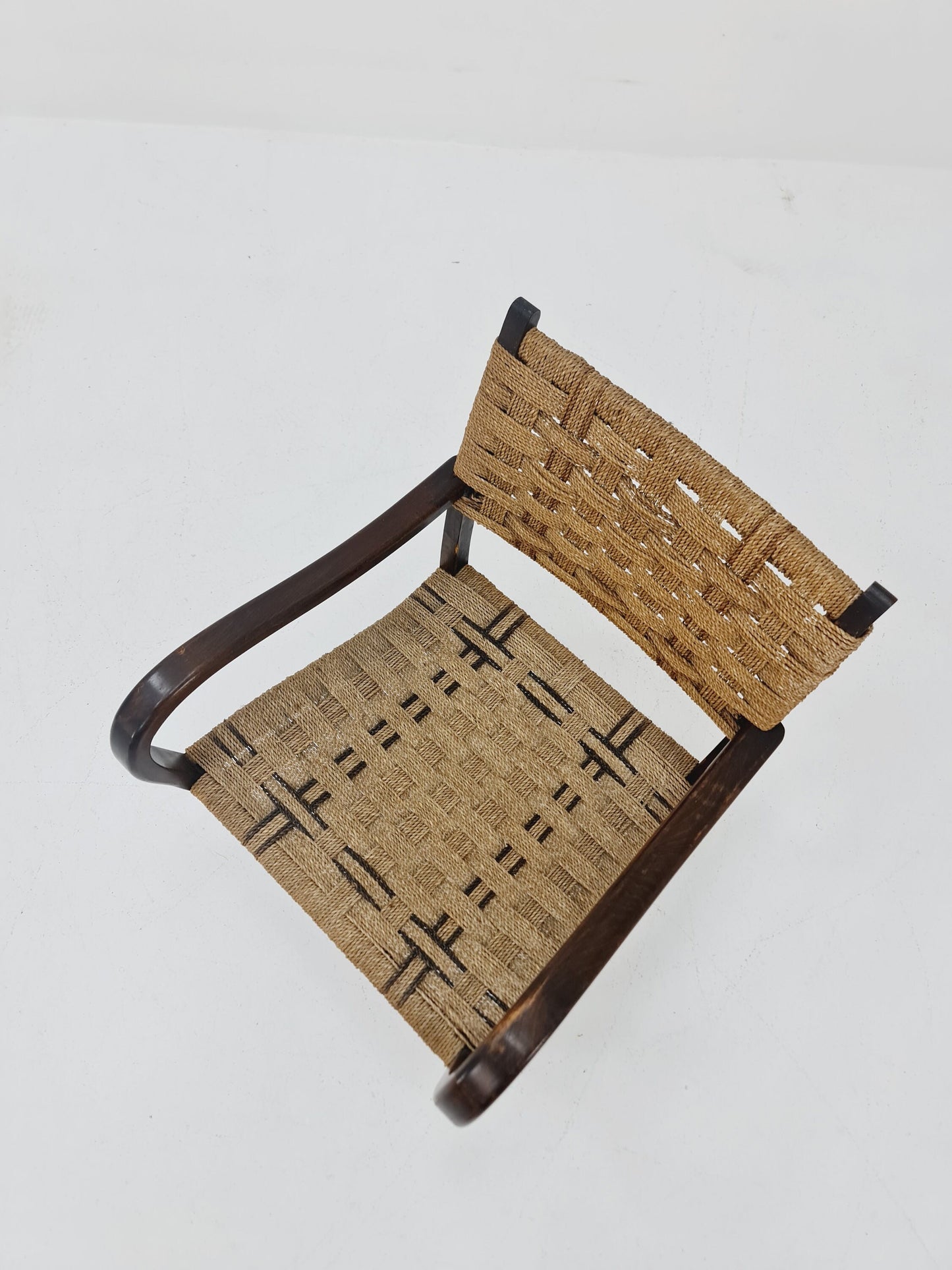 Bauhaus vintage papercord armchair by Ehrich Dieckmann, 1930s