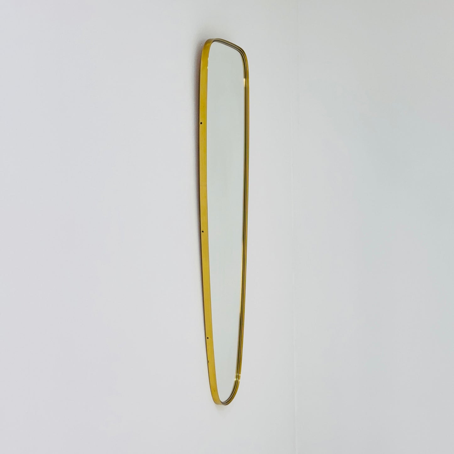 Mid Century XXL asymmetric German brass Original kidney wall mirror from the 60s