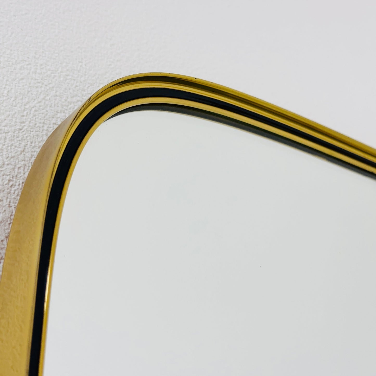 Mid Century XXL asymmetric German brass Original kidney wall mirror from the 60s