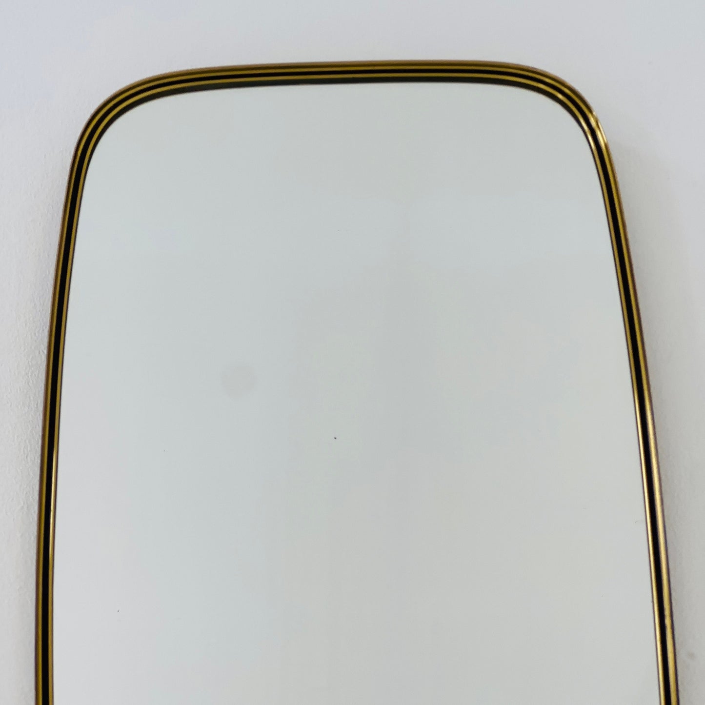 Mid Century XXL asymmetric German brass Original kidney wall mirror from the 60s