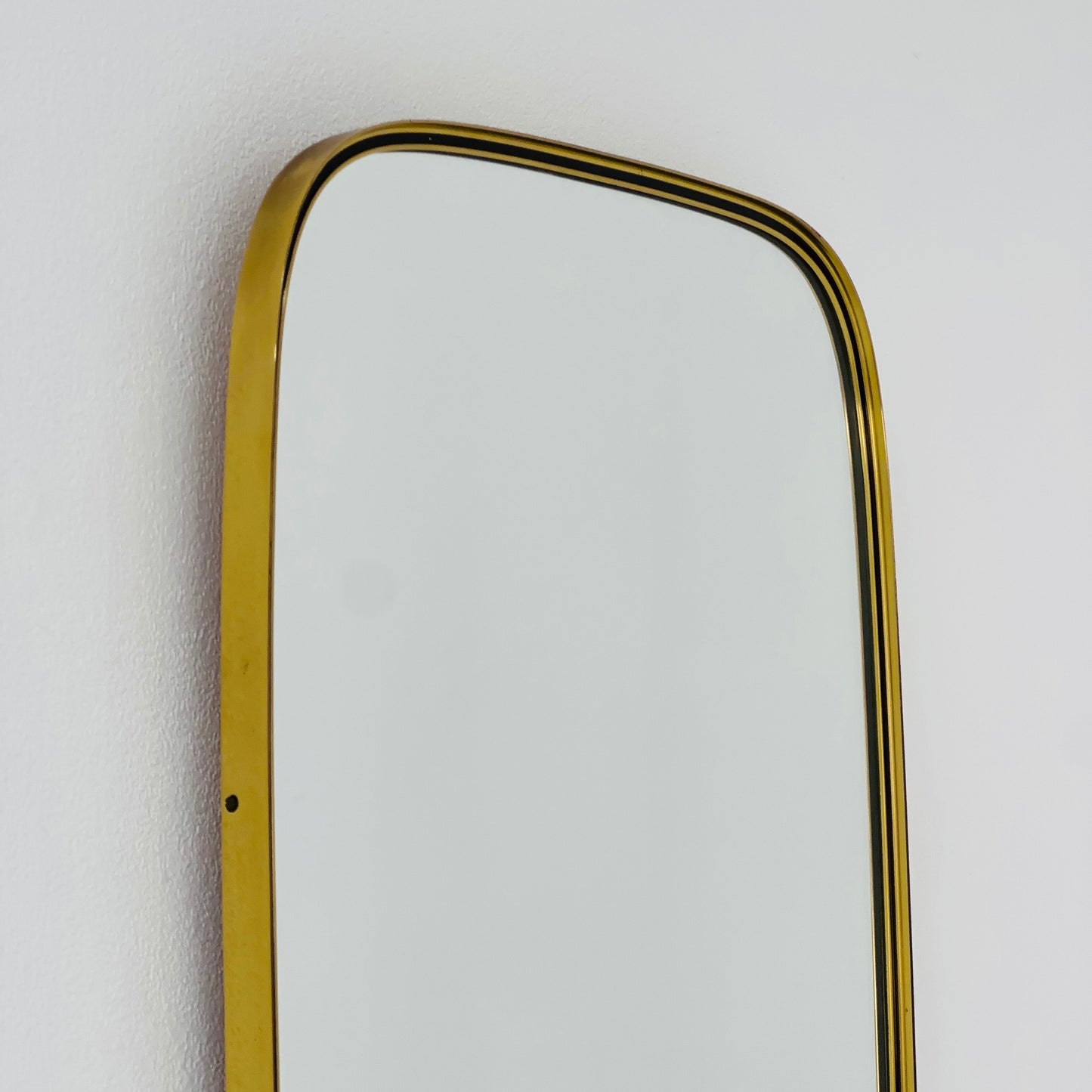 Mid Century XXL asymmetric German brass Original kidney wall mirror from the 60s