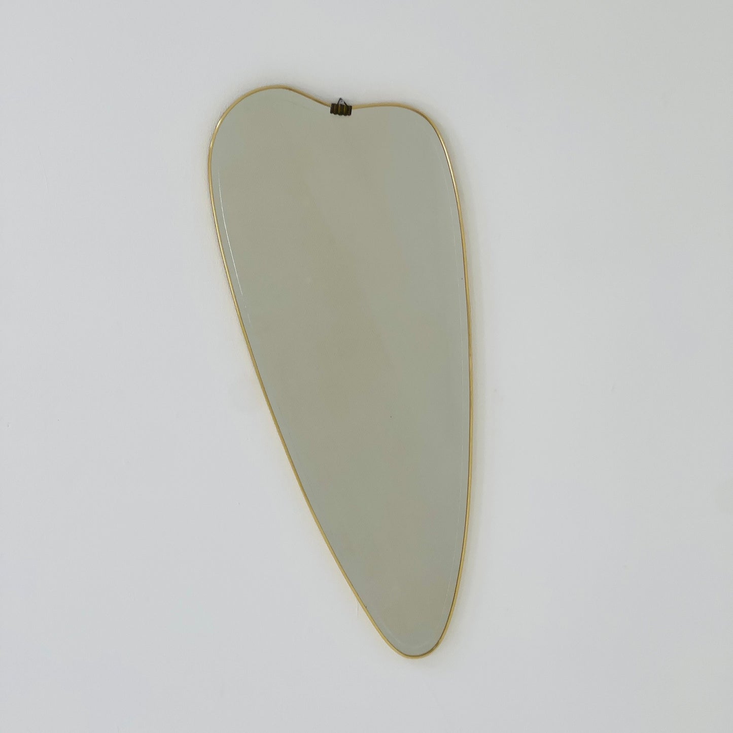 Mid Century XXL asymmetric German brass Original kidney wall mirror from the 60s
