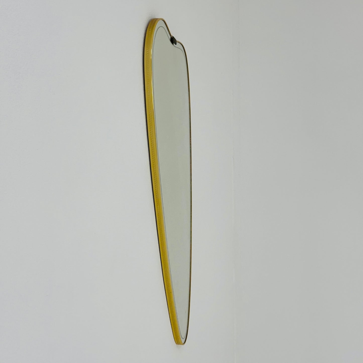 Mid Century XXL asymmetric German brass Original kidney wall mirror from the 60s