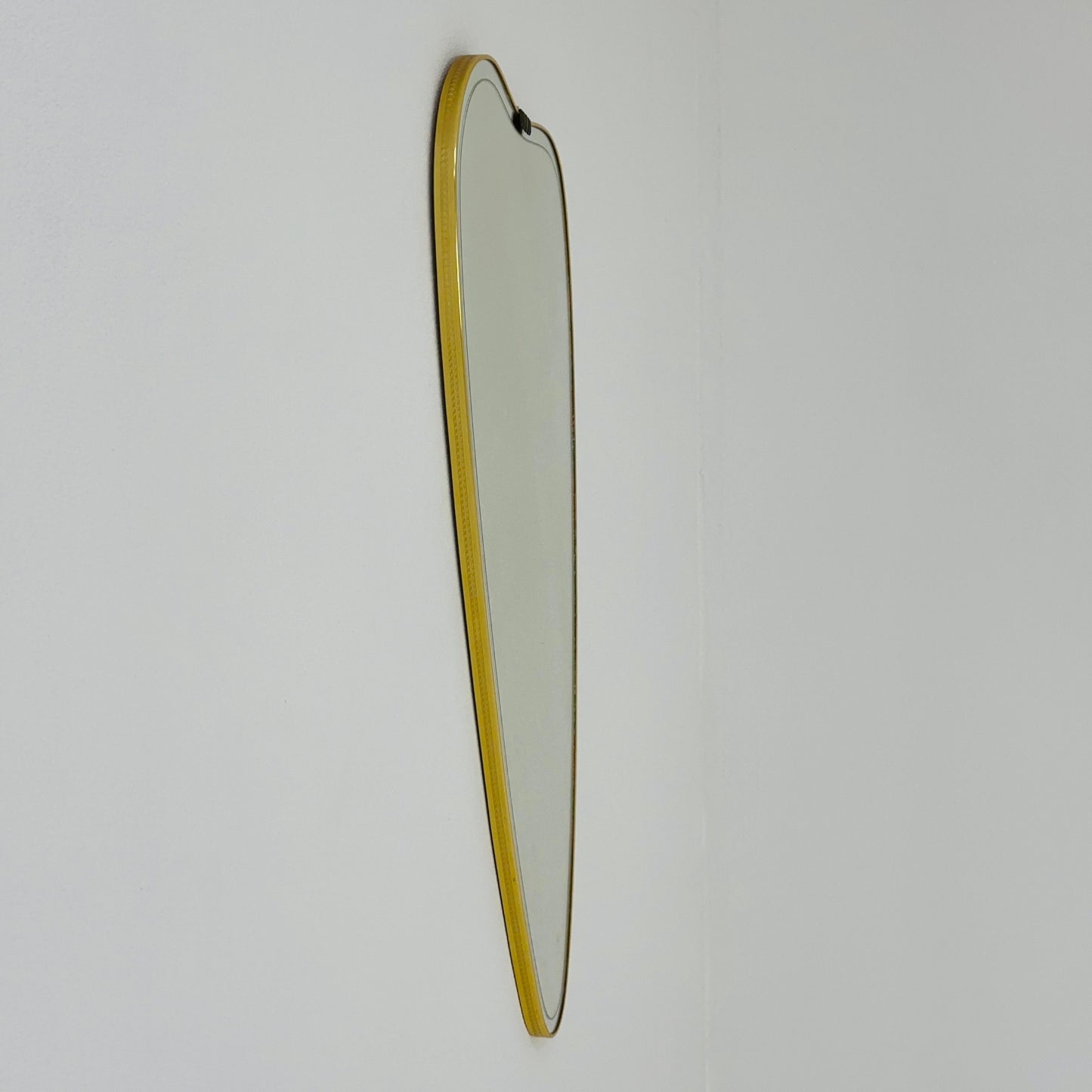 Mid Century XXL asymmetric German brass Original kidney wall mirror from the 60s