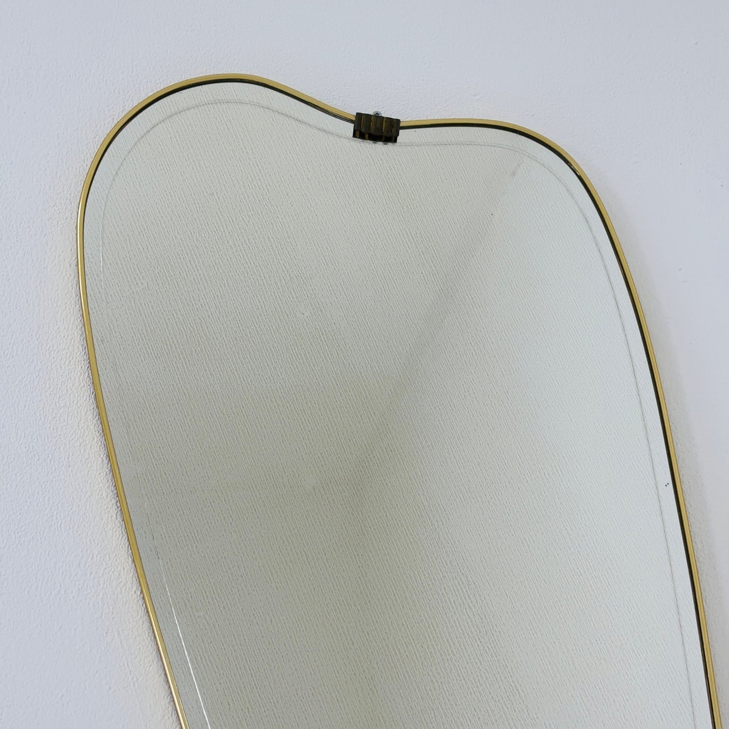 Mid Century XXL asymmetric German brass Original kidney wall mirror from the 60s