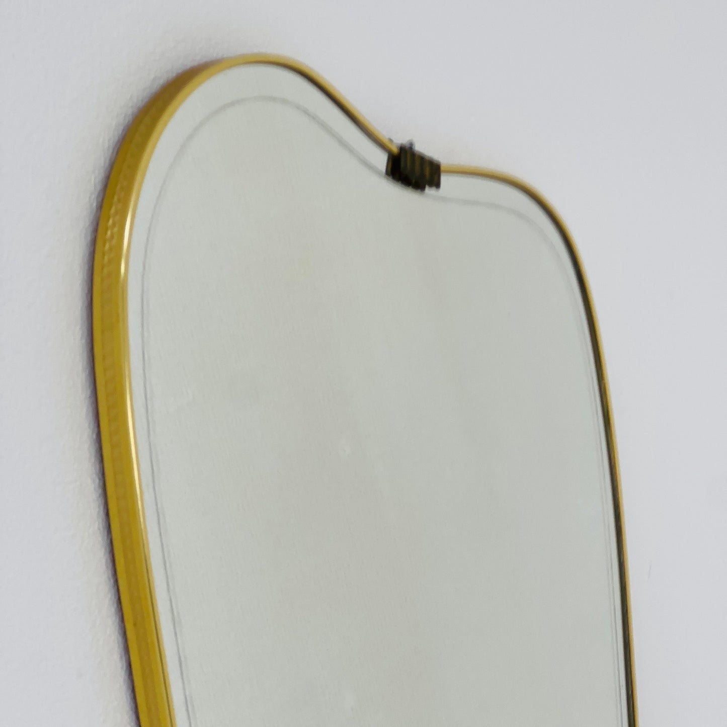 Mid Century XXL asymmetric German brass Original kidney wall mirror from the 60s