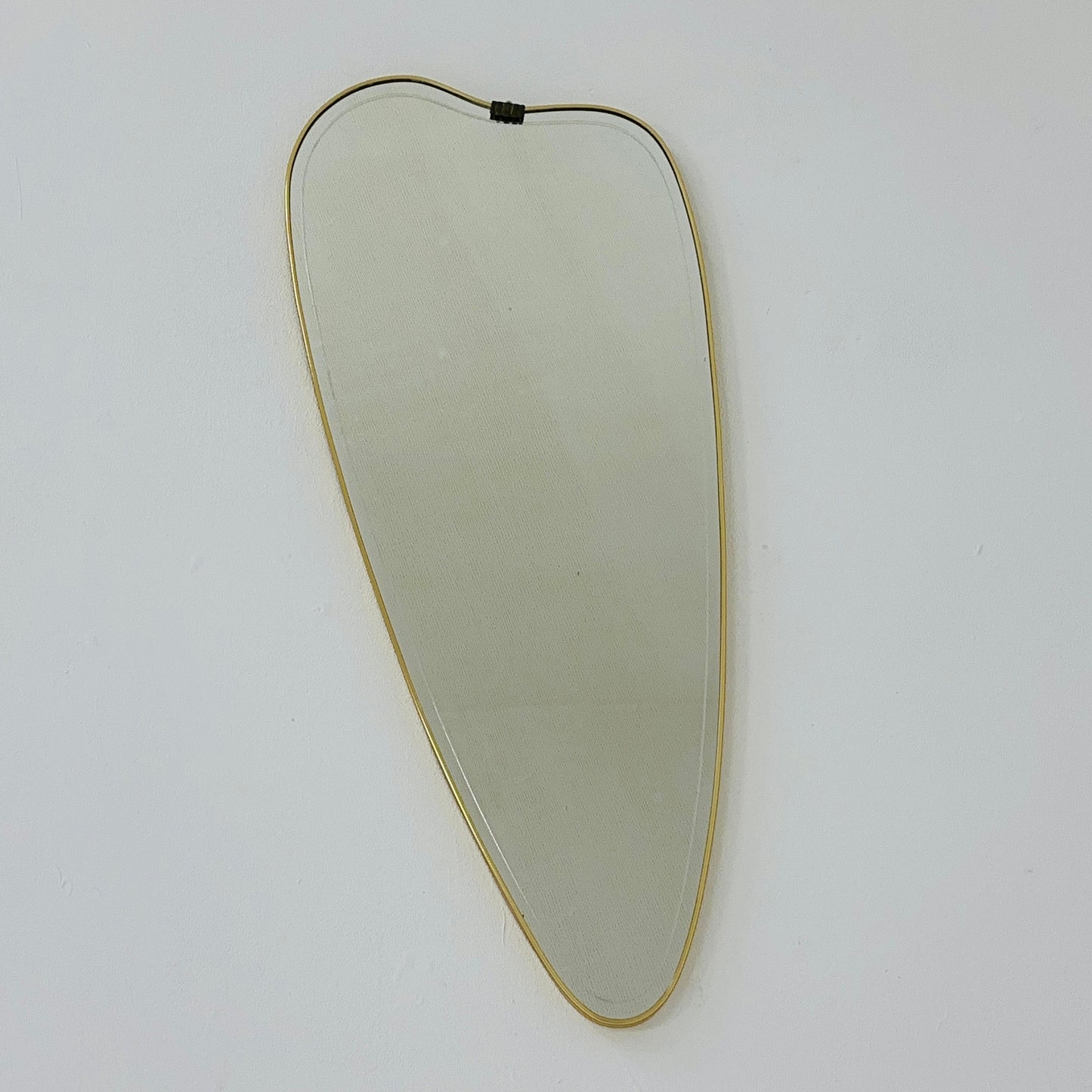 Mid Century XXL asymmetric German brass Original kidney wall mirror from the 60s