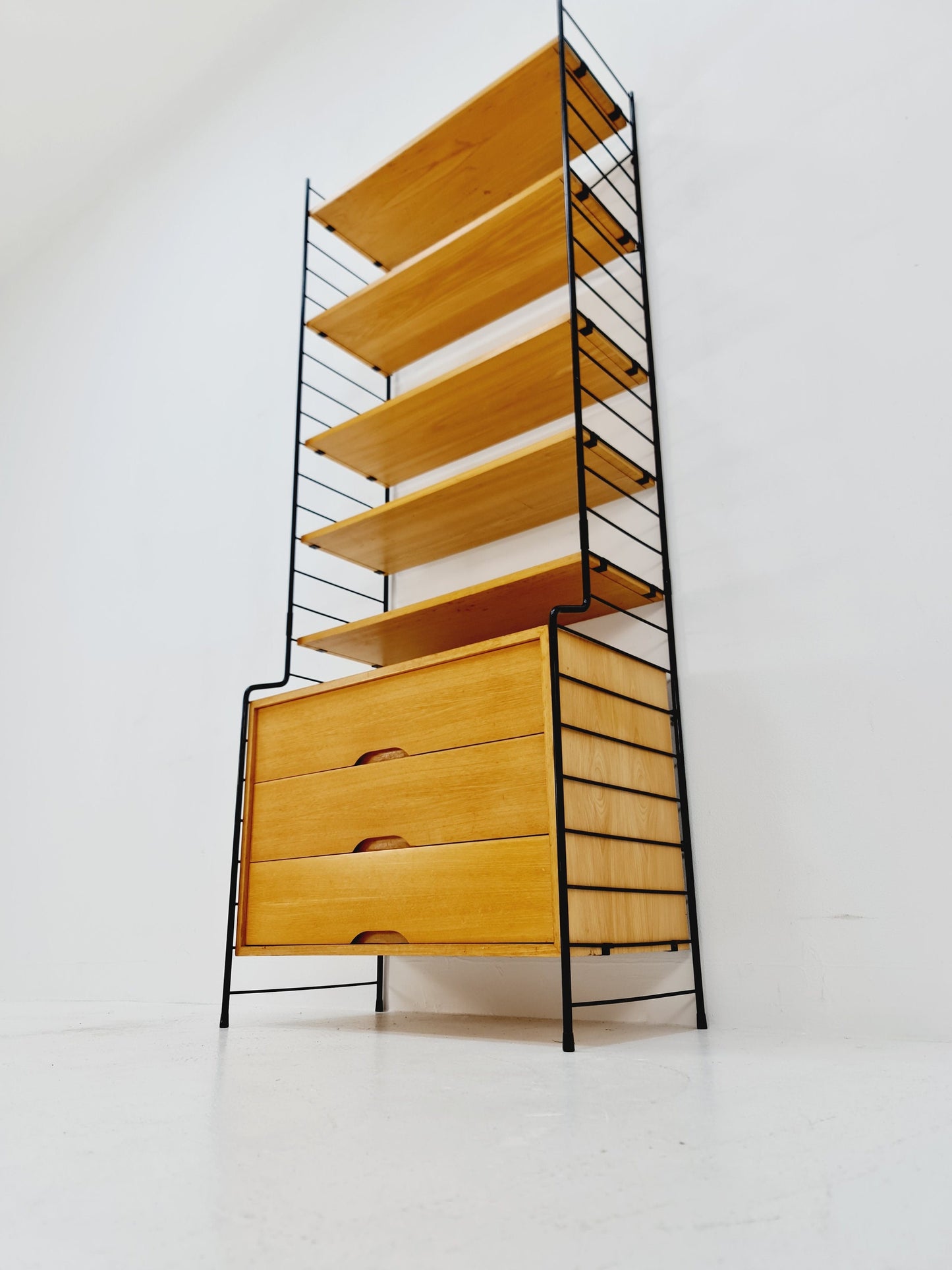 Freestanding vintage string bookshelf in Eshe , 1950s by WHB Germnay