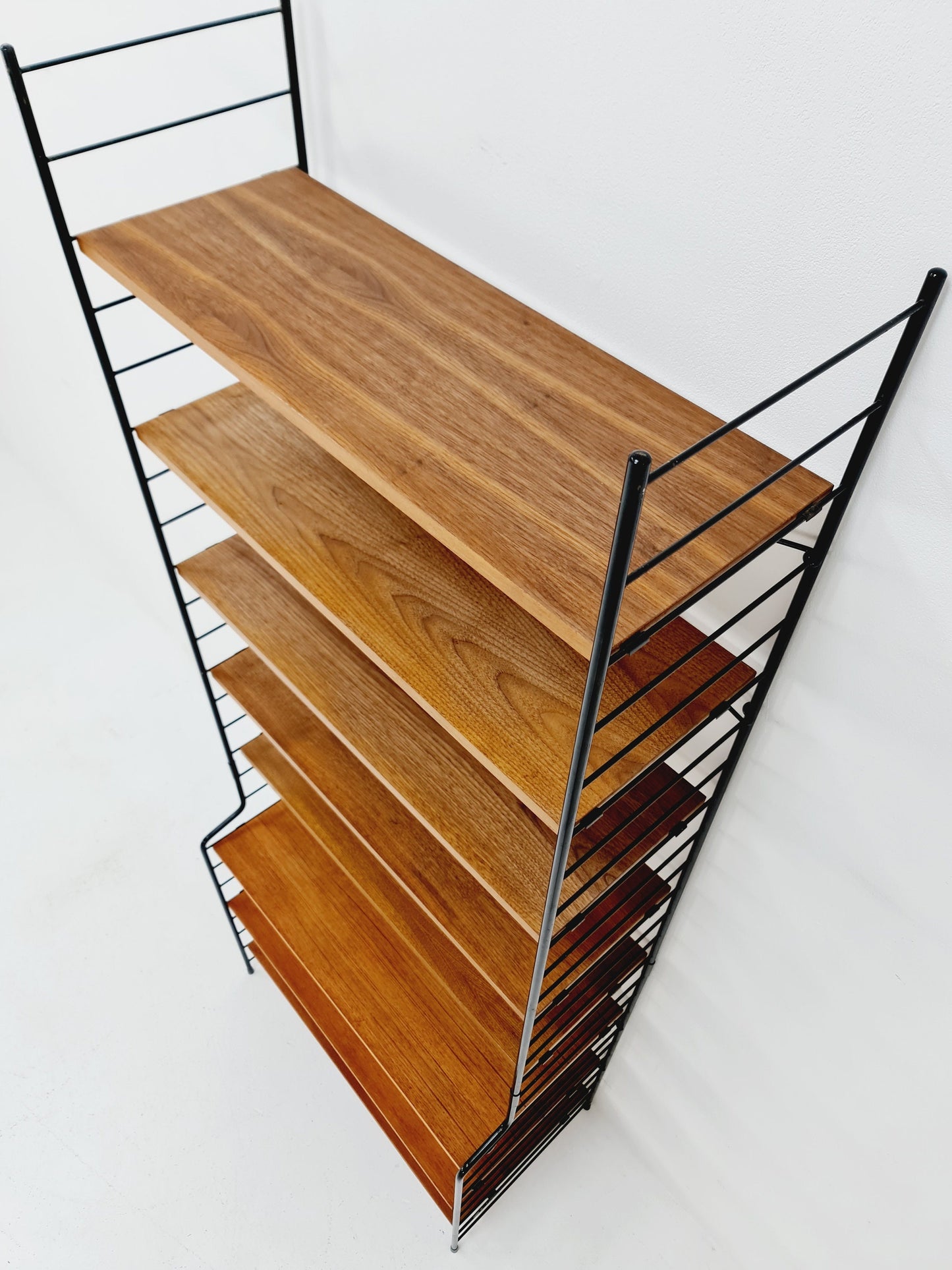 Freestanding vintage string bookshelf in Teak, 1950s by WHB Germnay