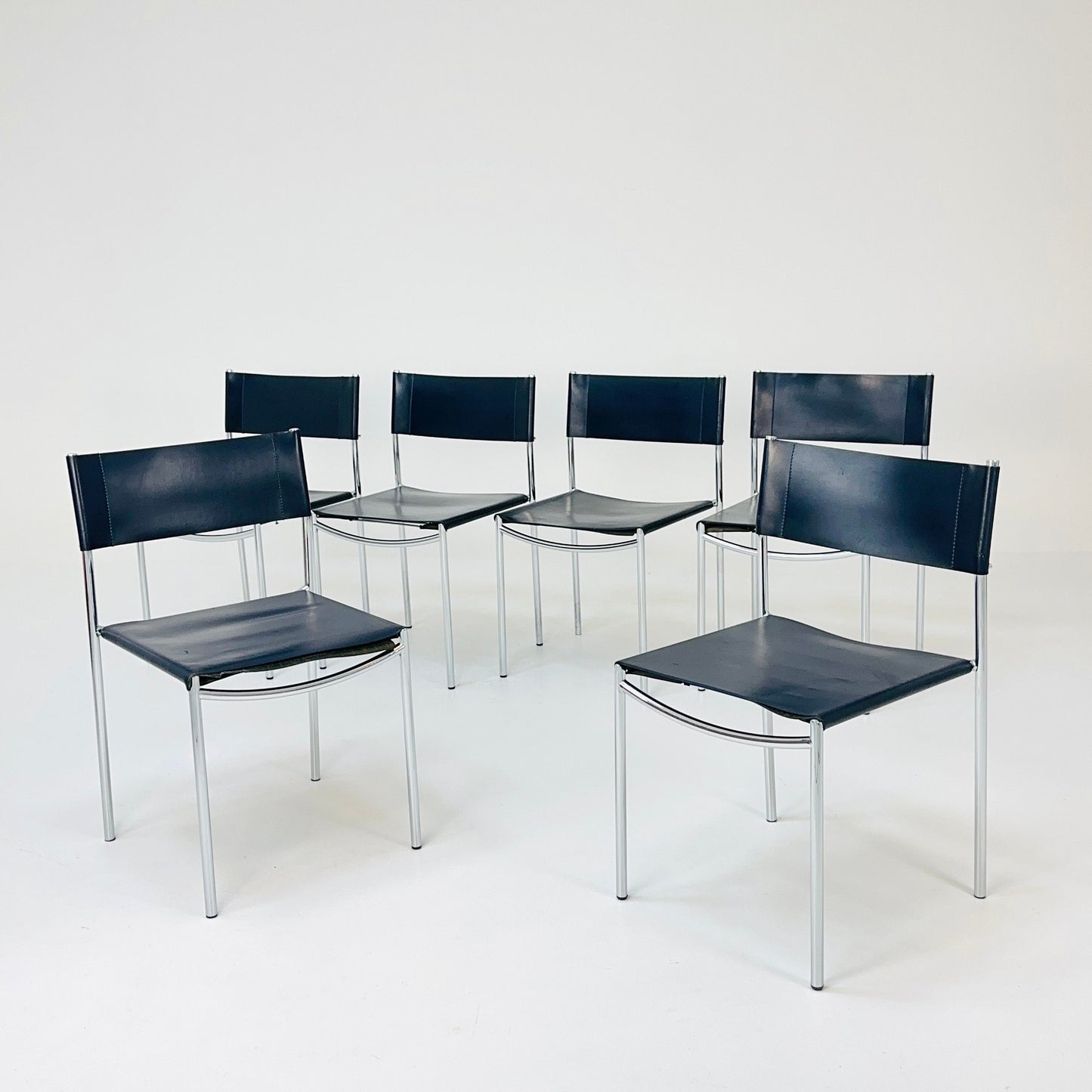 Mid century dining leather chair SE06 by Martin Visser for Frag Italy 1980s