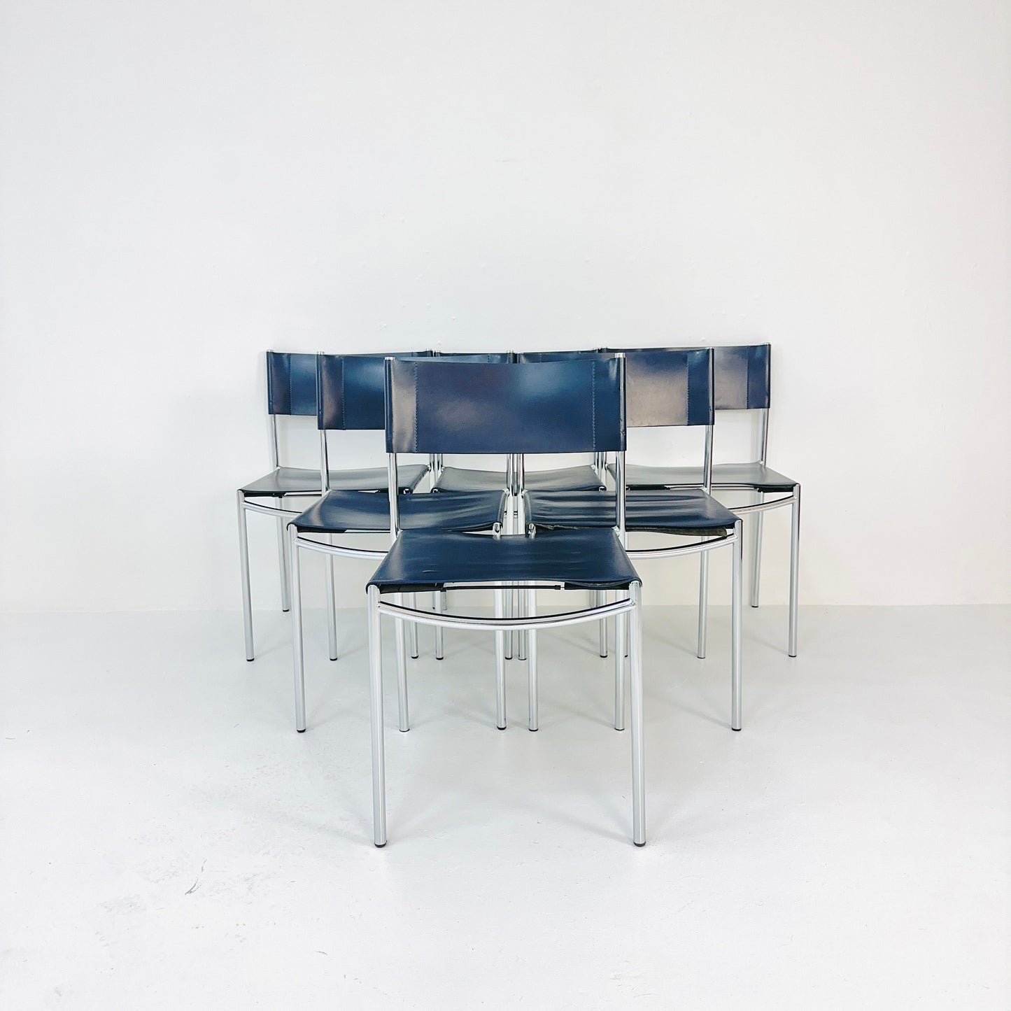 Mid century dining leather chair SE06 by Martin Visser for Frag Italy 1980s