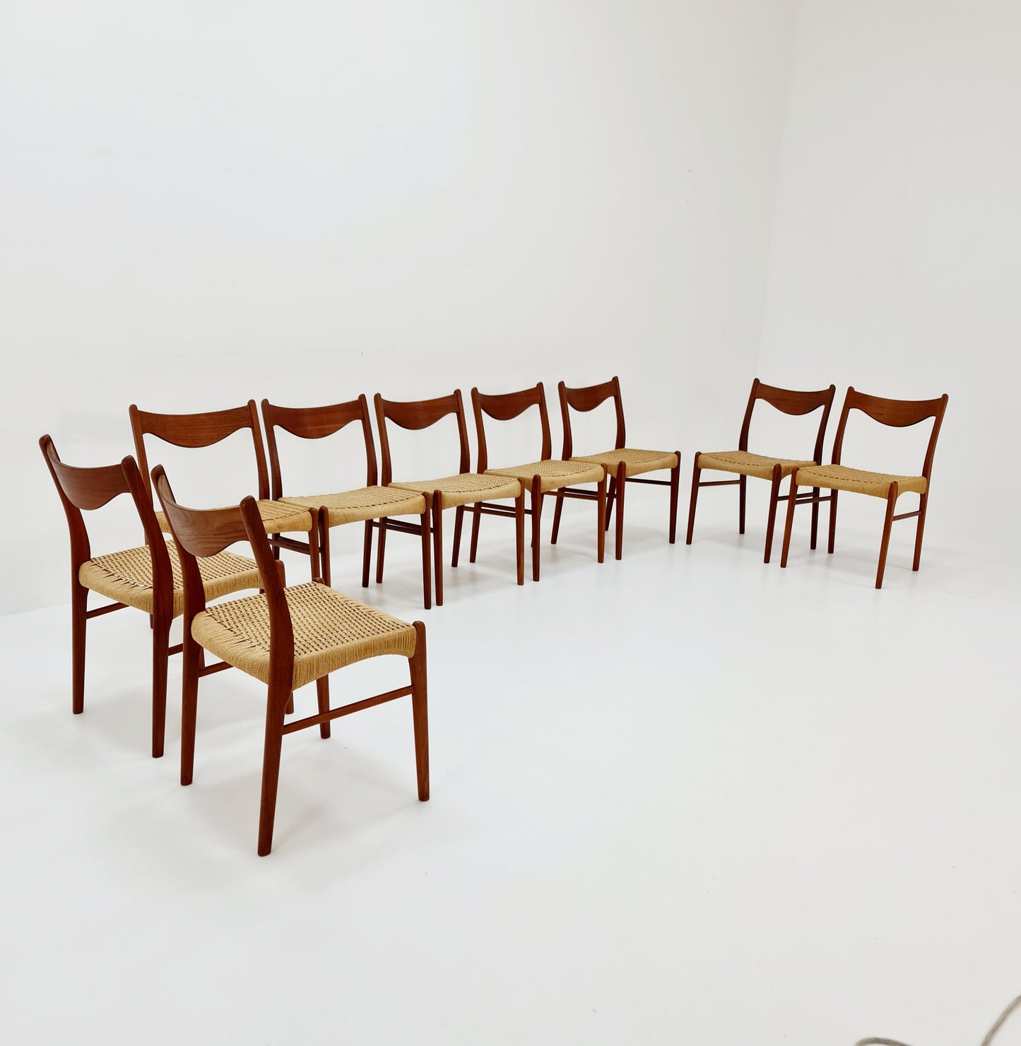1 of 9 MidCentury Danish Teak Dining Chairs By Arne Wahl Iversen For Glyngore 1960s