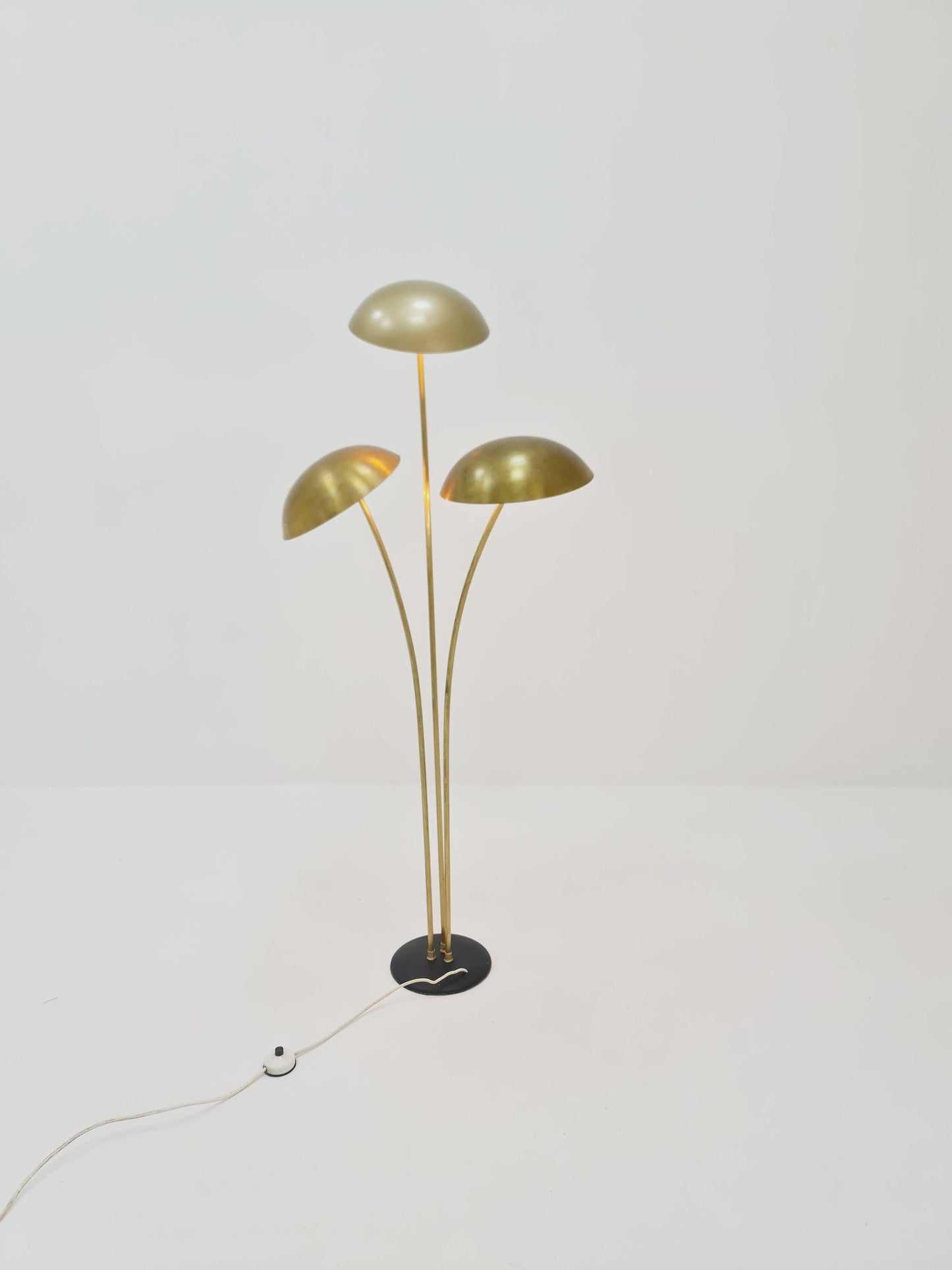 Mid century Swedish Modern Super Rare Brass floor lamp with three lampshades by Bröderna Malmström, 1950s