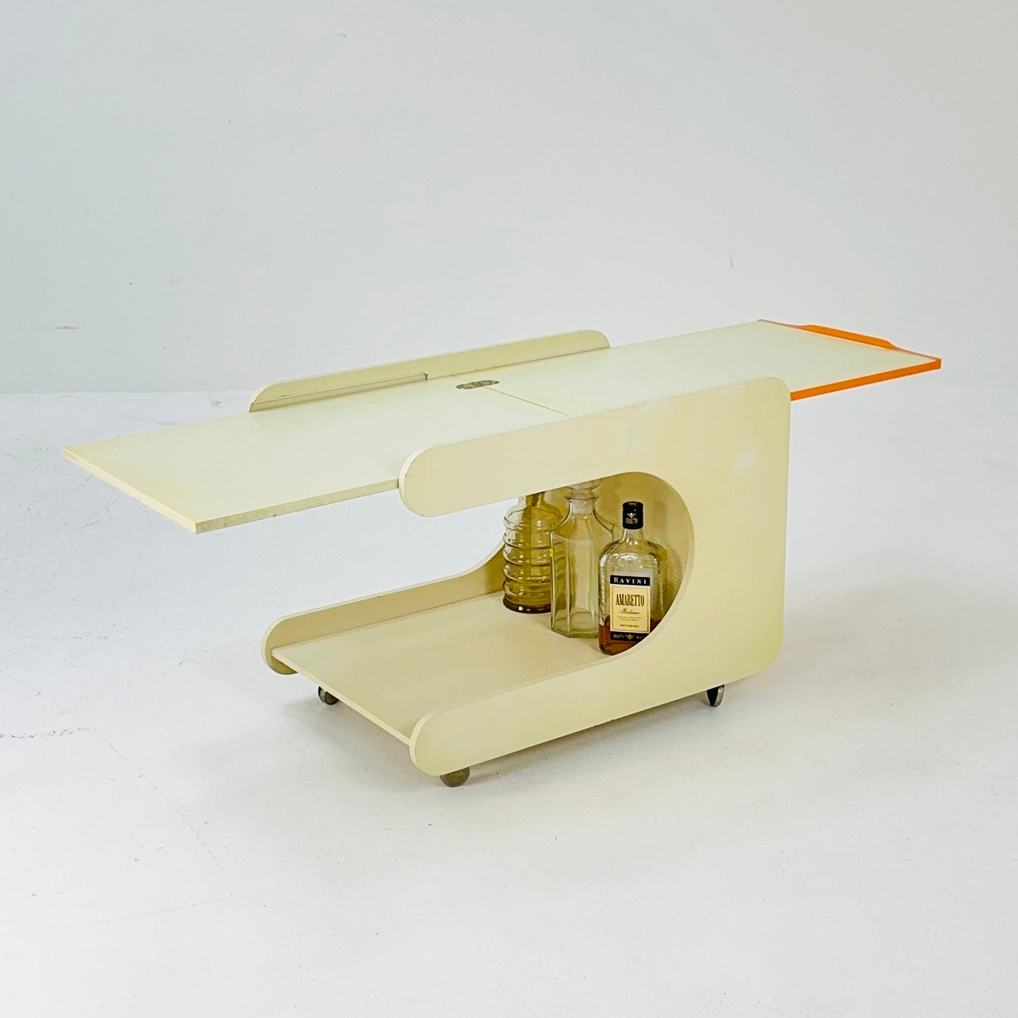 Space age white trolley /cart/side table 1960s