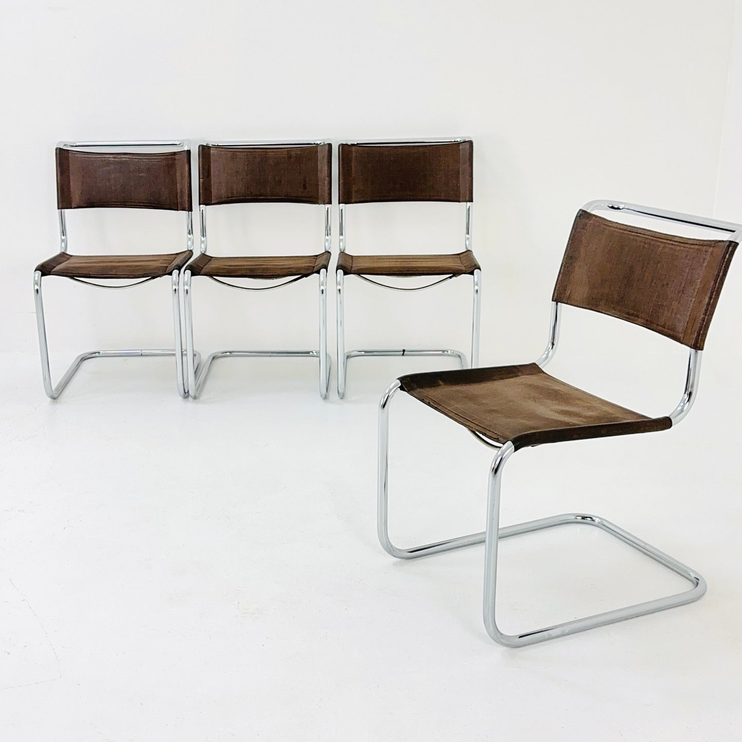 Set of 4 Mid century Original Thonet B33 dining chairs by Marcel Breuer , Germany 1980s