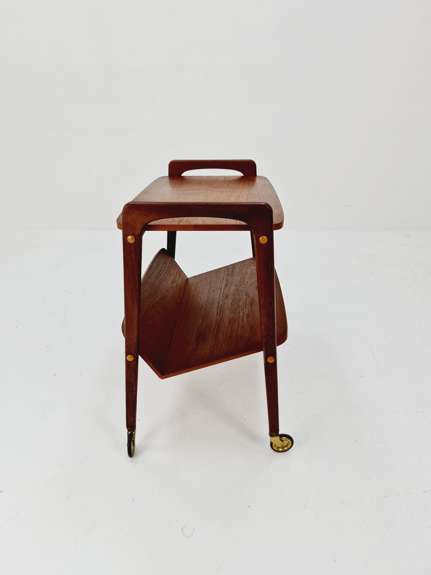 Midcentury Teak Vintage Side table/ Bedside table/ Night stand with News Paper shelf straight from the sixties By Opal