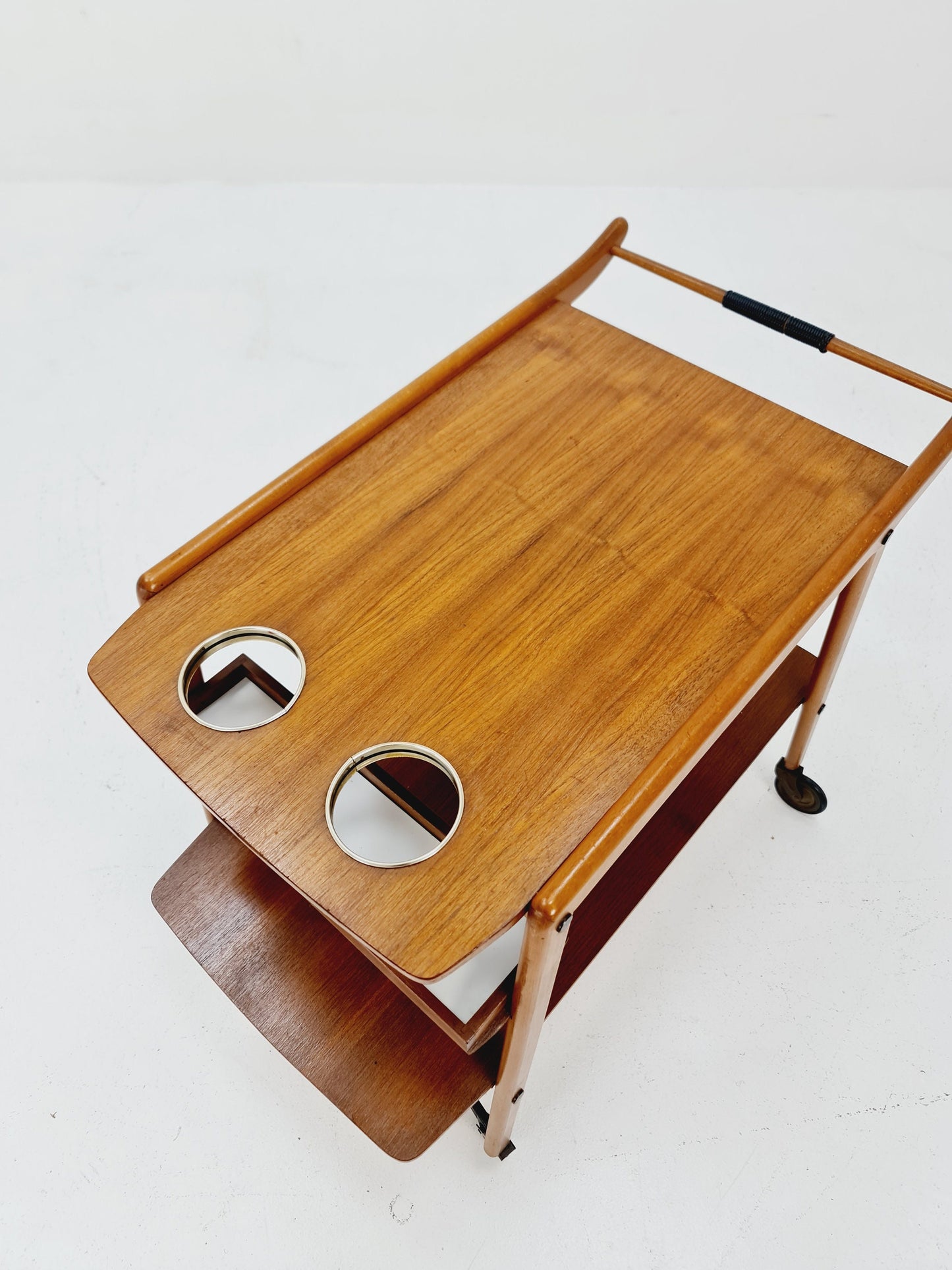 Vintage German mid century trolley bar cart in Walnut , 1960s