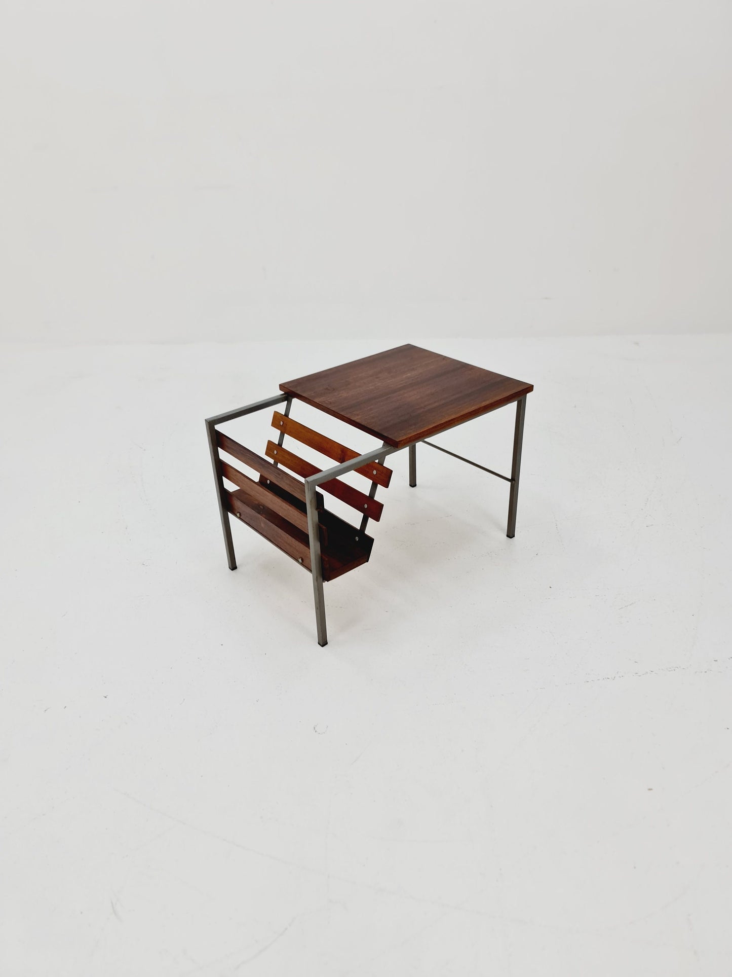 Midcentury Rosewood Vintage Side table/ Bedside table/ Night stand with News Paper shelf straight from the sixties