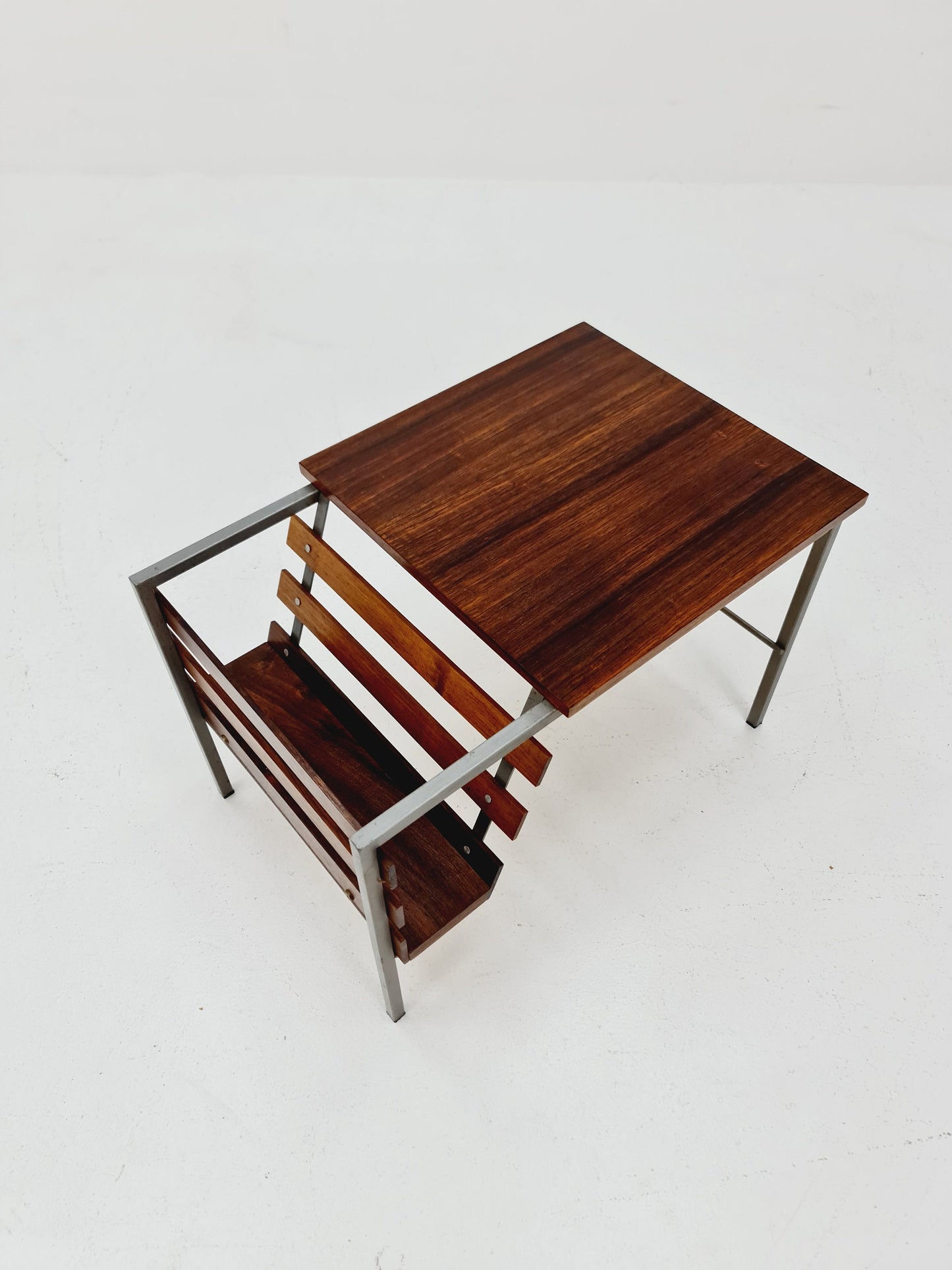 Midcentury Rosewood Vintage Side table/ Bedside table/ Night stand with News Paper shelf straight from the sixties