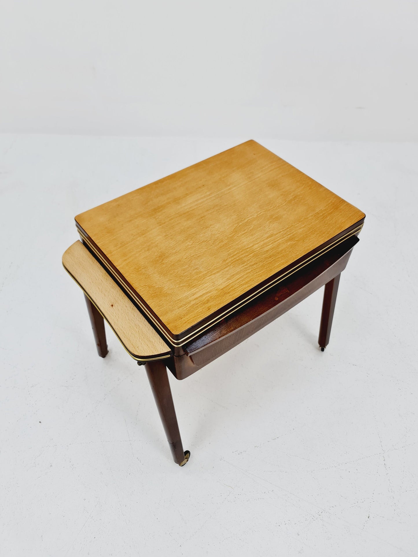 Rare Vintage walnut sweing table/ side table cabinet, 1960s