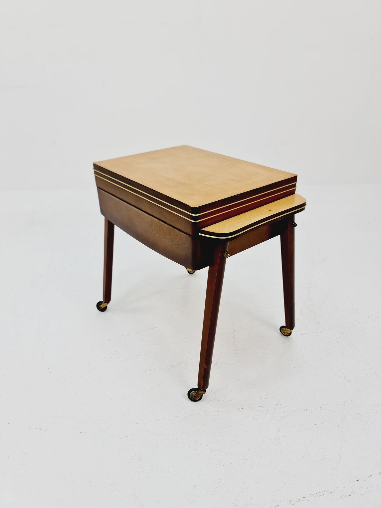 Rare Vintage walnut sweing table/ side table cabinet, 1960s