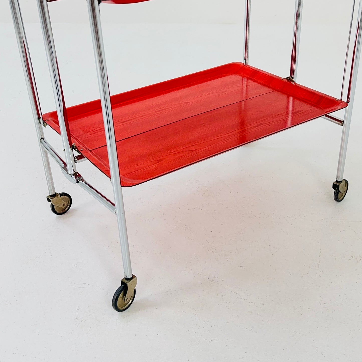 Mid century Folding red tea trolley /Serving trolley 1960-70s.