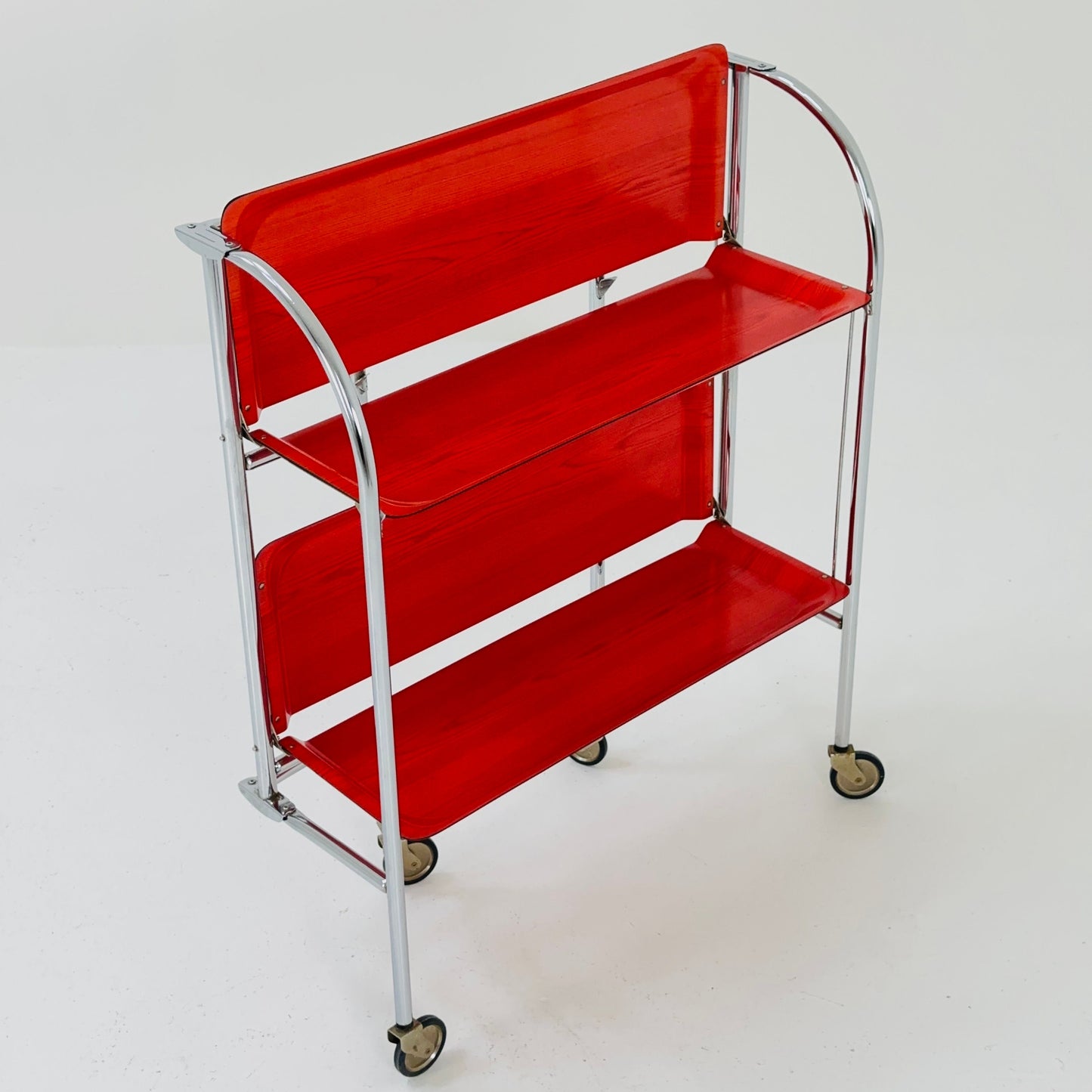 Mid century Folding red tea trolley /Serving trolley 1960-70s.