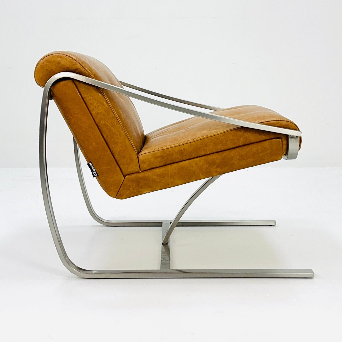 Mid century steel "Plaza" lounge chair by Charles Gibilterra for Brueton.1970s