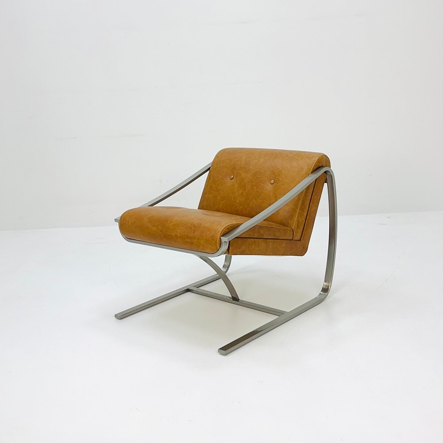 Mid century steel "Plaza" lounge chair by Charles Gibilterra for Brueton.1970s