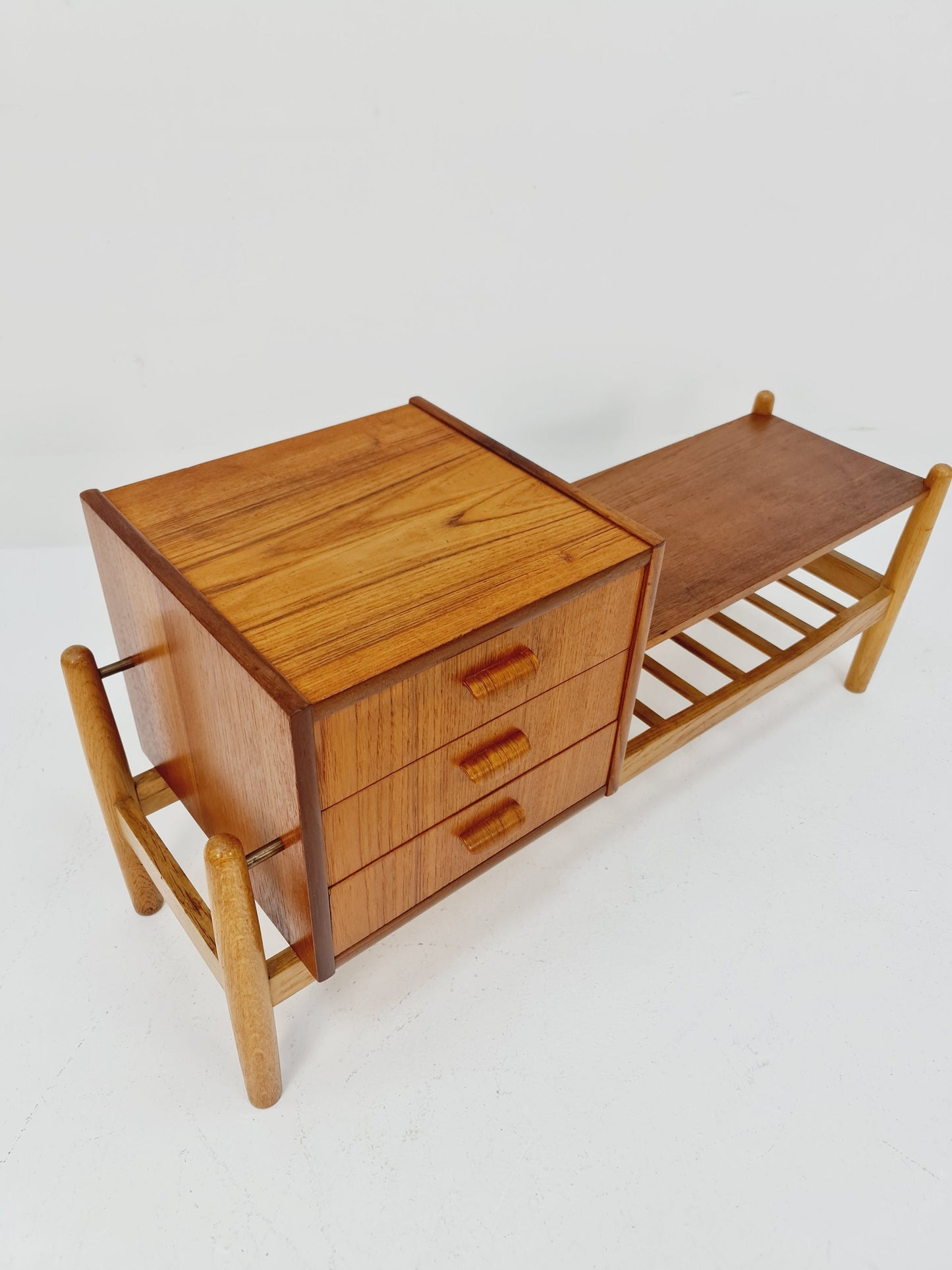 Danish teak & oak telefon table/ hallway table Arne wahl Iversen, 1960s