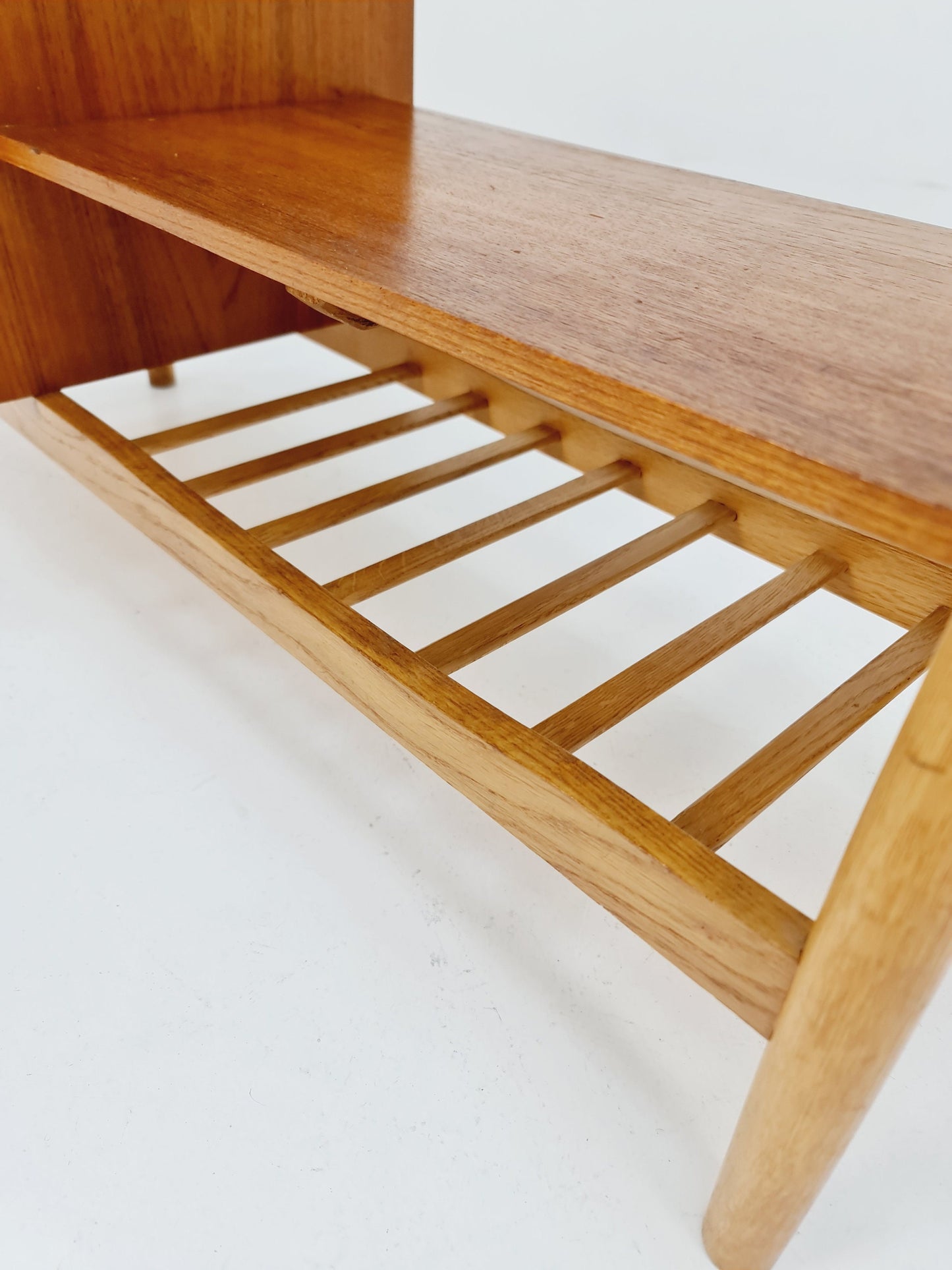 Danish teak & oak telefon table/ hallway table Arne wahl Iversen, 1960s