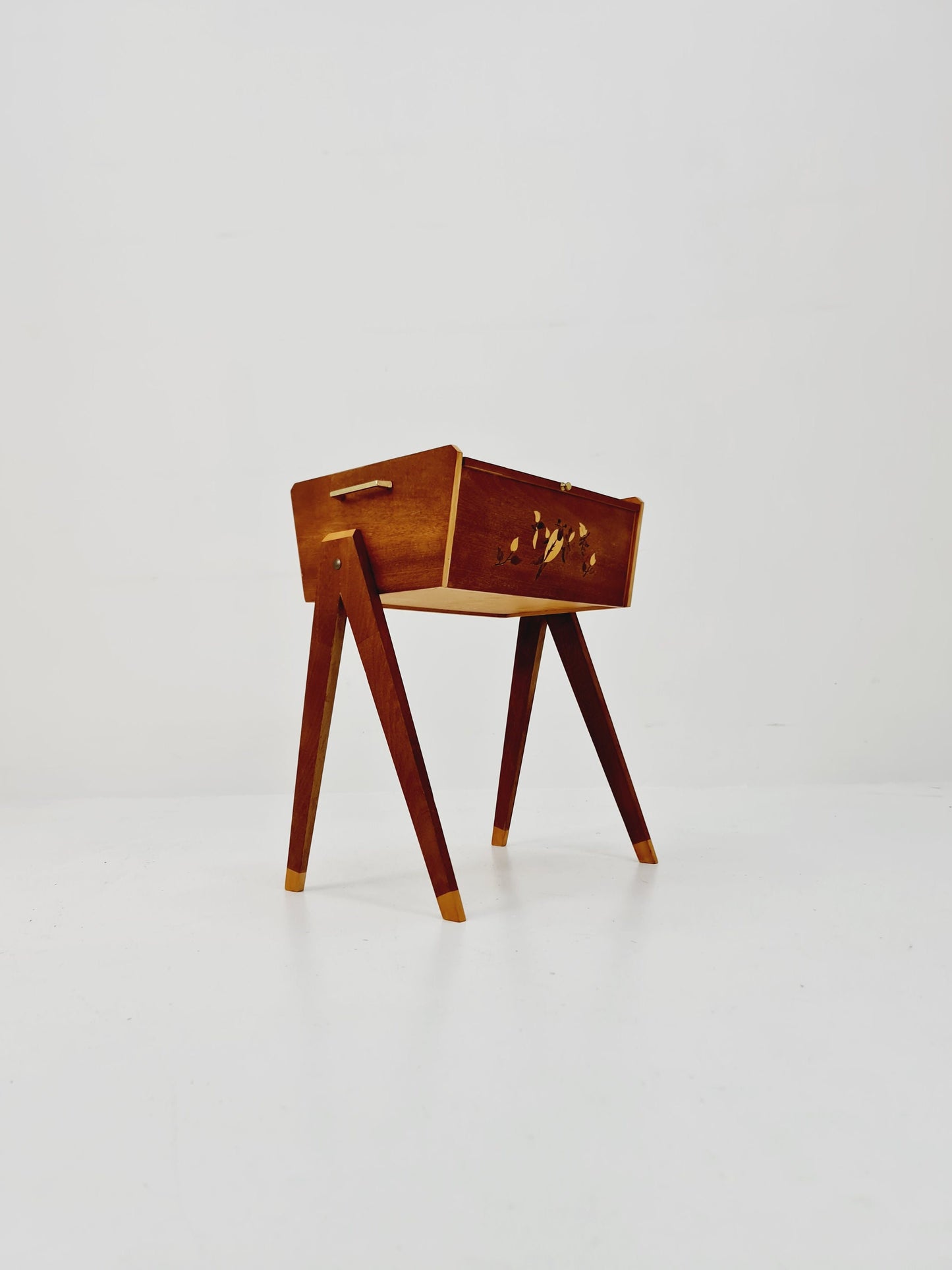 Rare Vintage walnut sweing table/ side table cabinet, 1960s