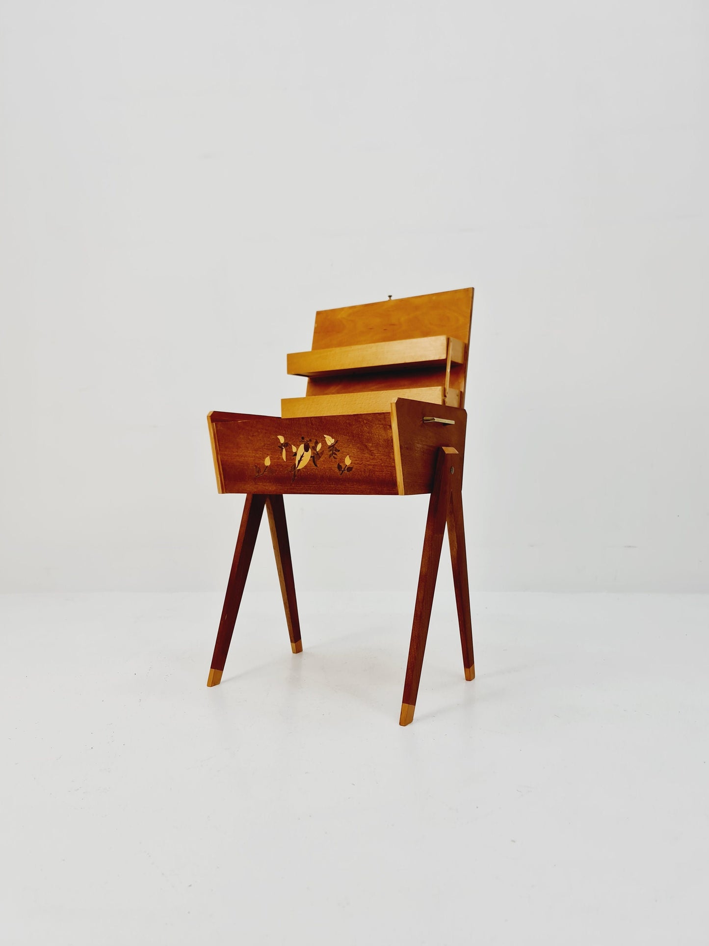 Rare Vintage walnut sweing table/ side table cabinet, 1960s
