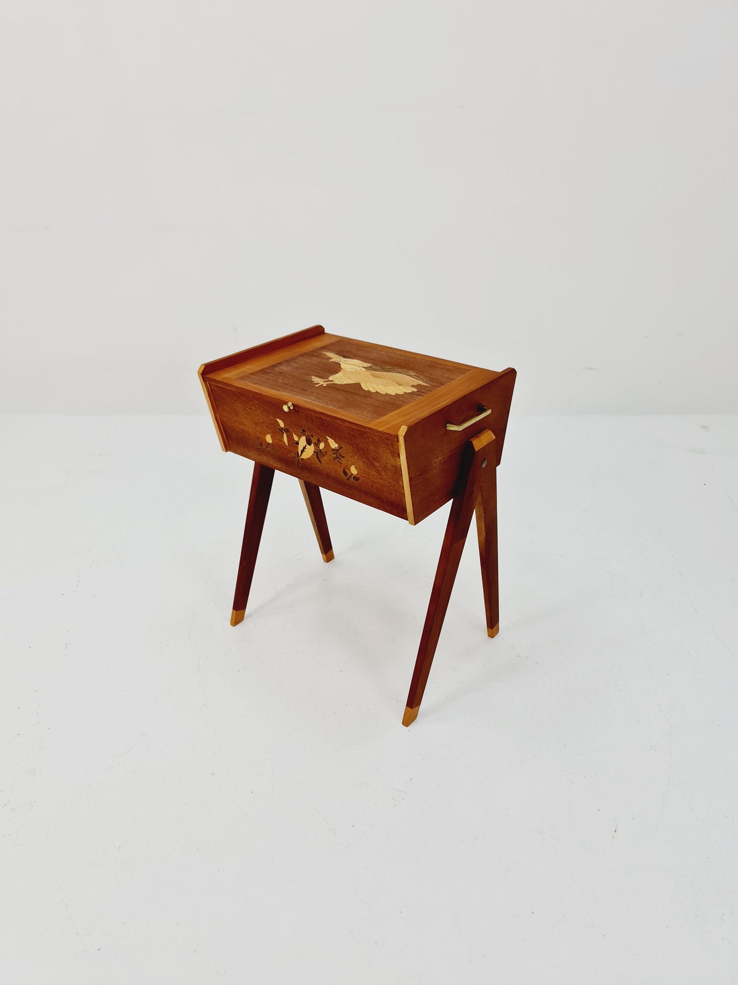Rare Vintage walnut sweing table/ side table cabinet, 1960s