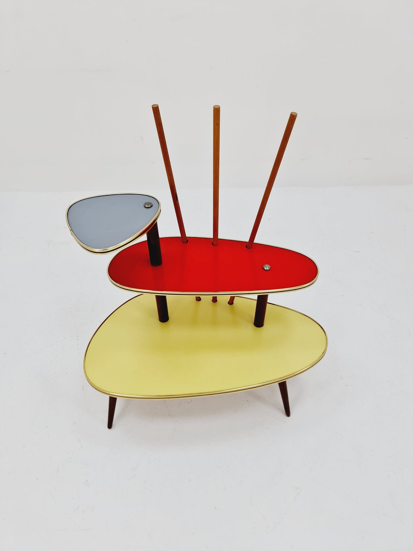 Big 1950s German Plant Stand, Colorful Vintage Mid-Century Minimalist Indoor Plant Stand Side Table Retro flower table