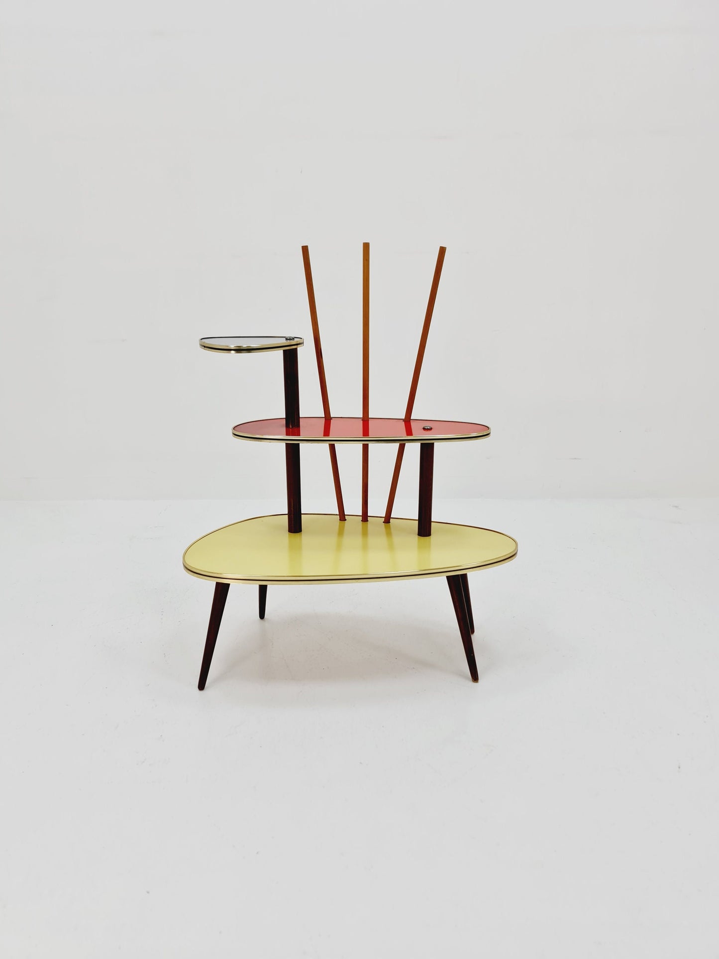 Big 1950s German Plant Stand, Colorful Vintage Mid-Century Minimalist Indoor Plant Stand Side Table Retro flower table