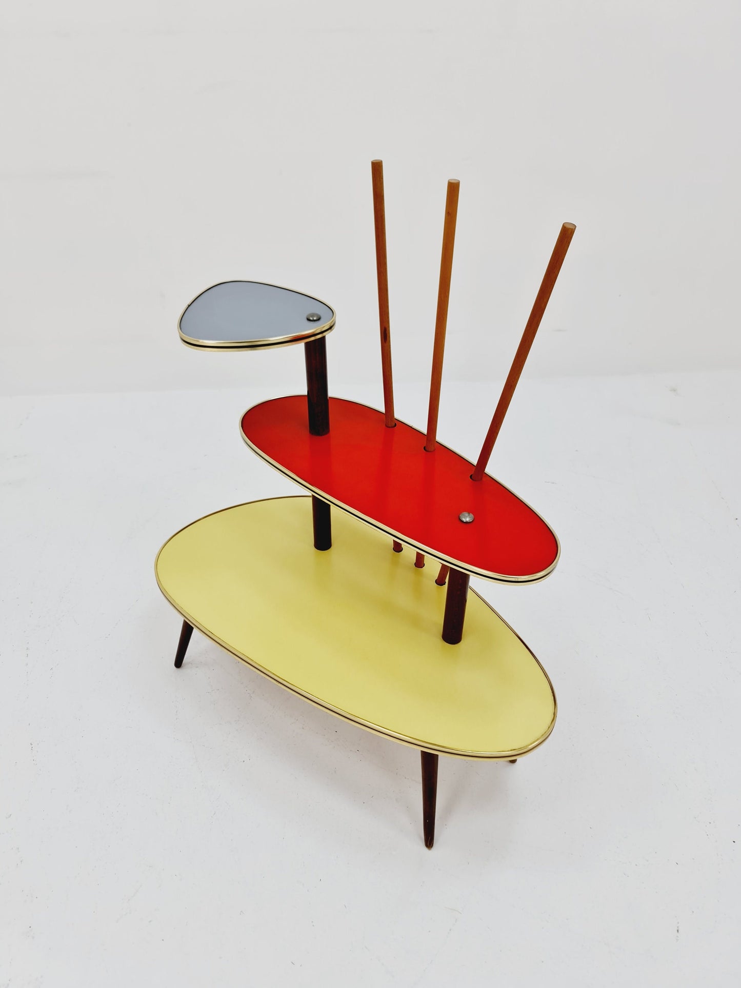 Big 1950s German Plant Stand, Colorful Vintage Mid-Century Minimalist Indoor Plant Stand Side Table Retro flower table