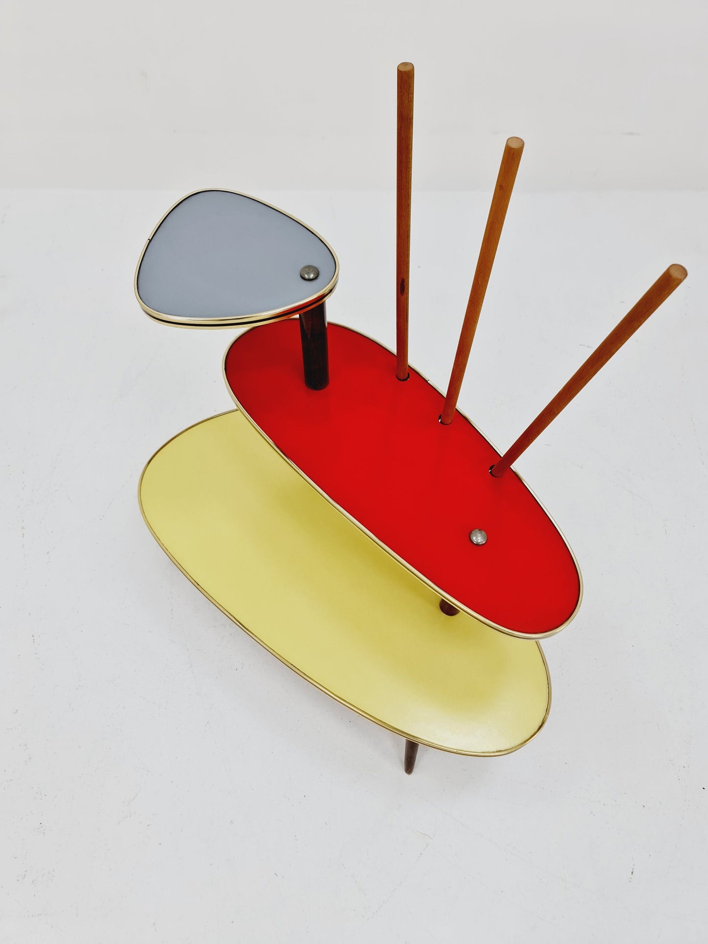Big 1950s German Plant Stand, Colorful Vintage Mid-Century Minimalist Indoor Plant Stand Side Table Retro flower table