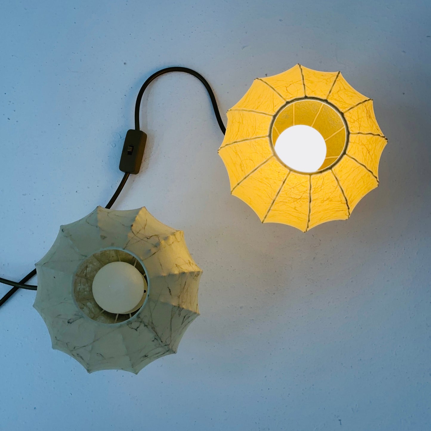 Mid century Pair of Cocoon Gilt Base Table Lamps by Castiglioni Brothers, Italy 1960s