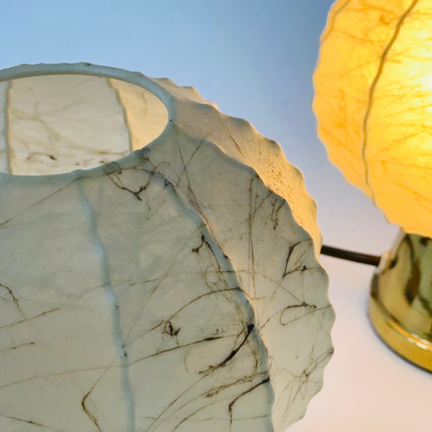 Mid century Pair of Cocoon Gilt Base Table Lamps by Castiglioni Brothers, Italy 1960s