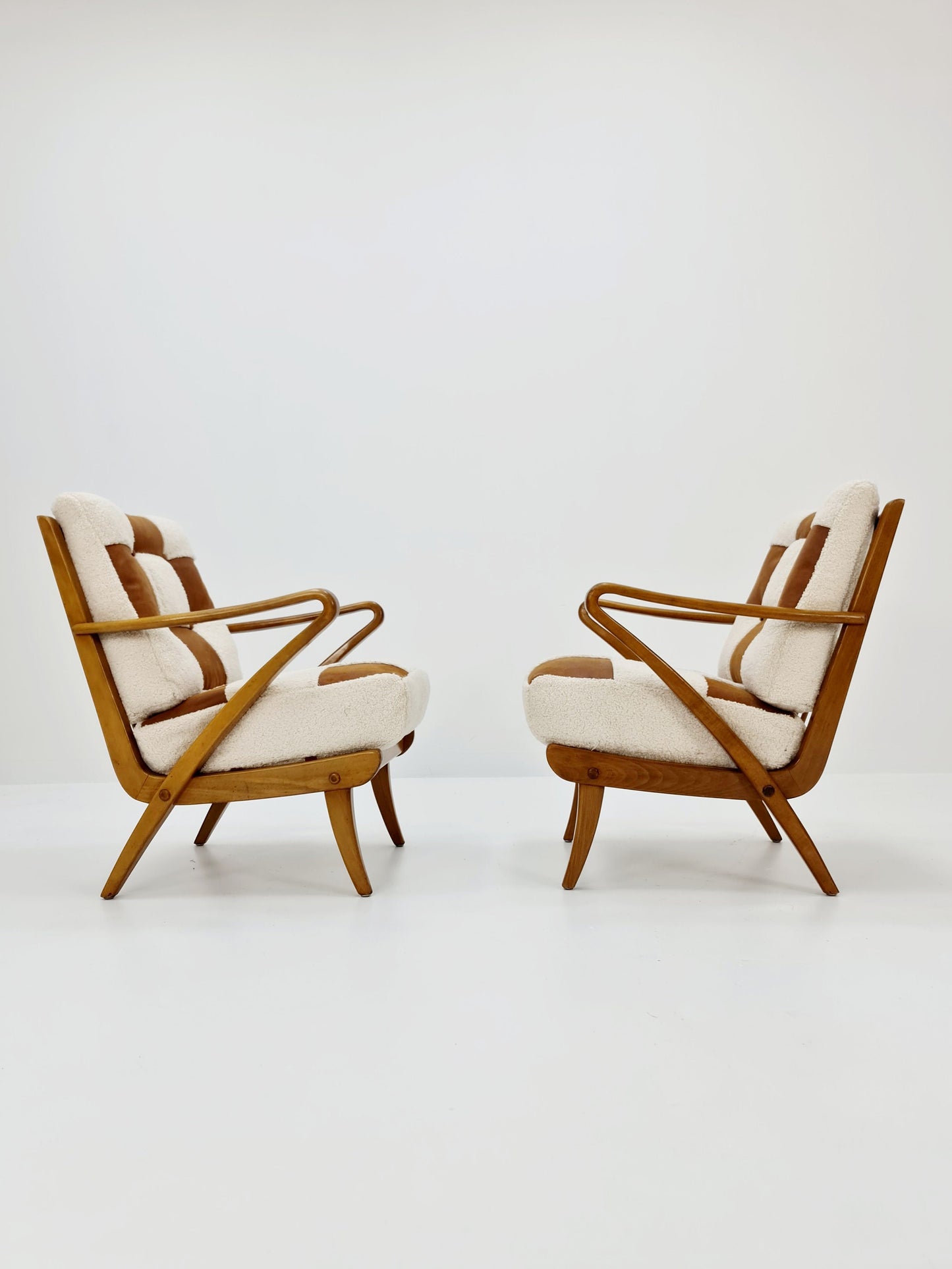 Rare Midcentury German Set of club lounge chair With Ottoman , 1950s